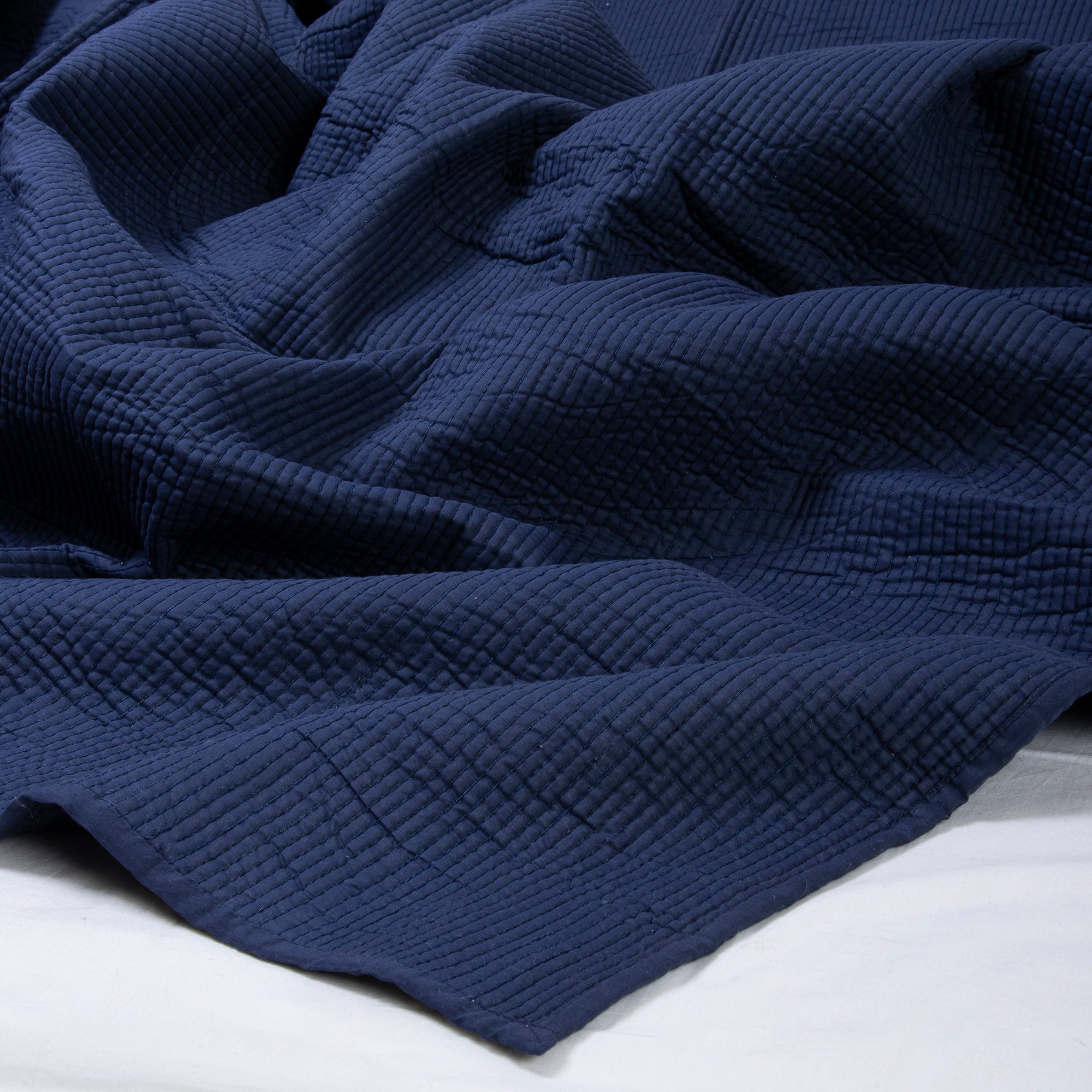 Blue Hand Dyed Pure Cotton Machine Blankets with Pillow Cover
