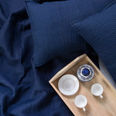 Blue Hand Dyed Pure Cotton Machine Blankets with Pillow Cover