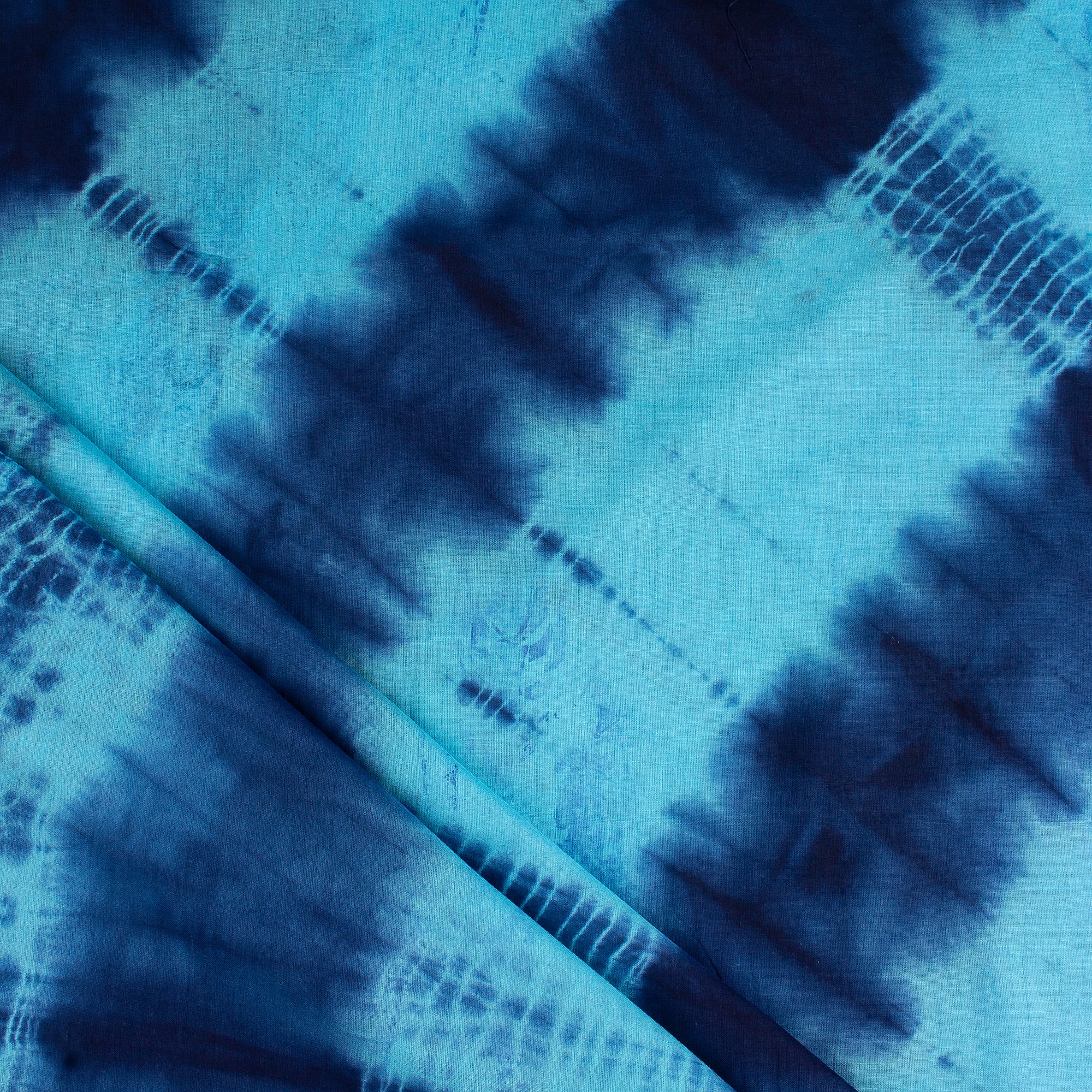 Blue Hand Tie Dye Cotton Shibori Fabric Online