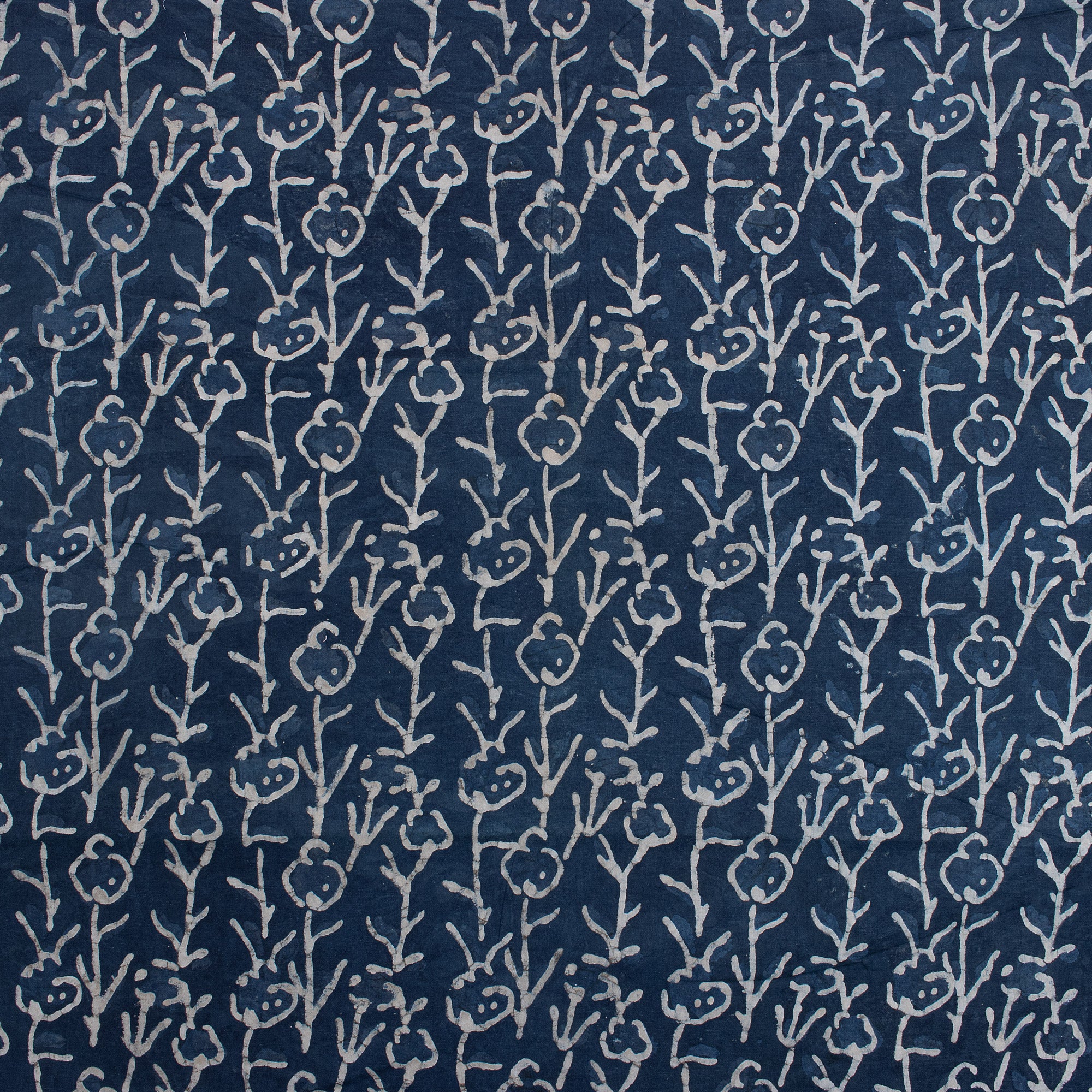 Blue Indigo Cotton Fabric Floral Print
