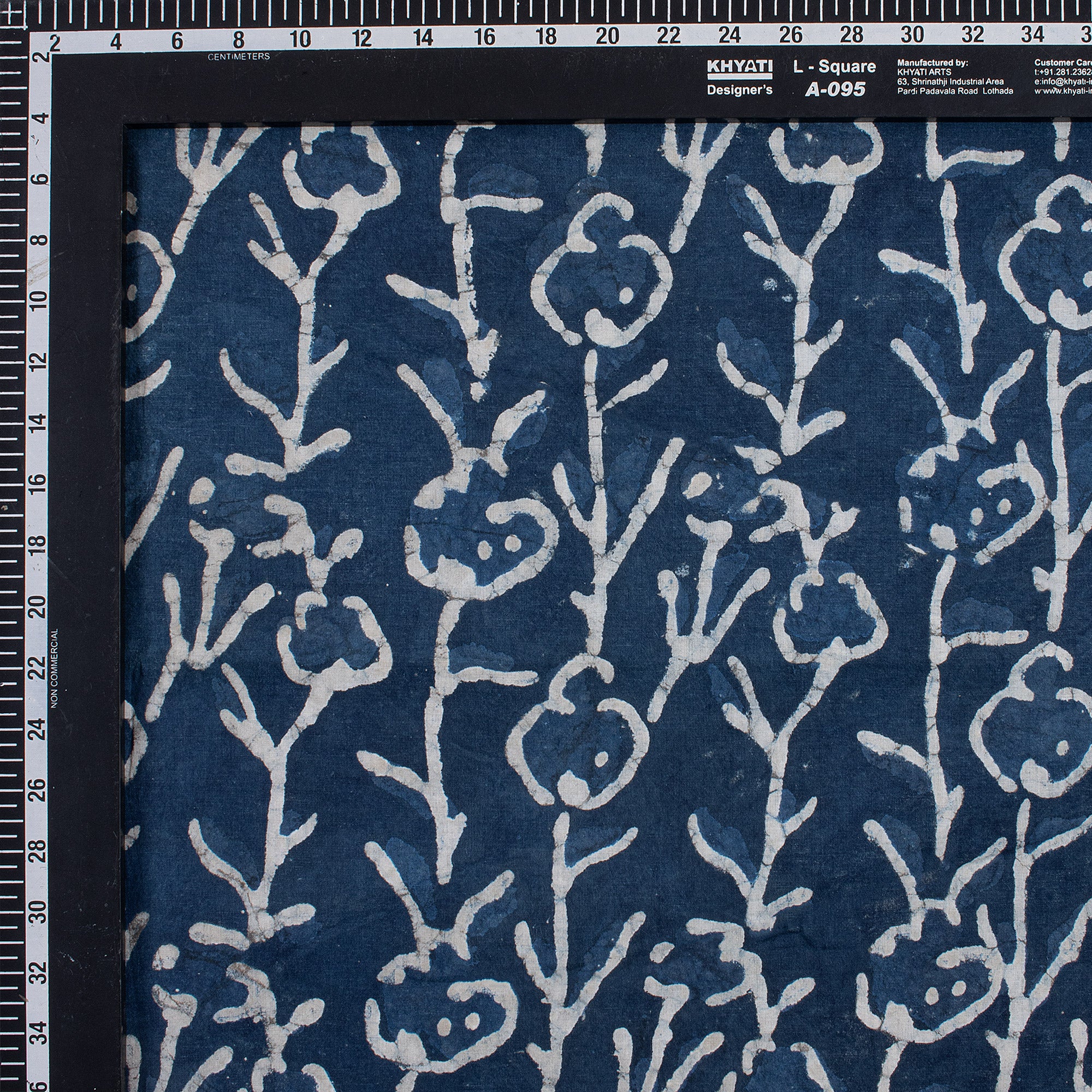 Blue Indigo Cotton Fabric Floral Print