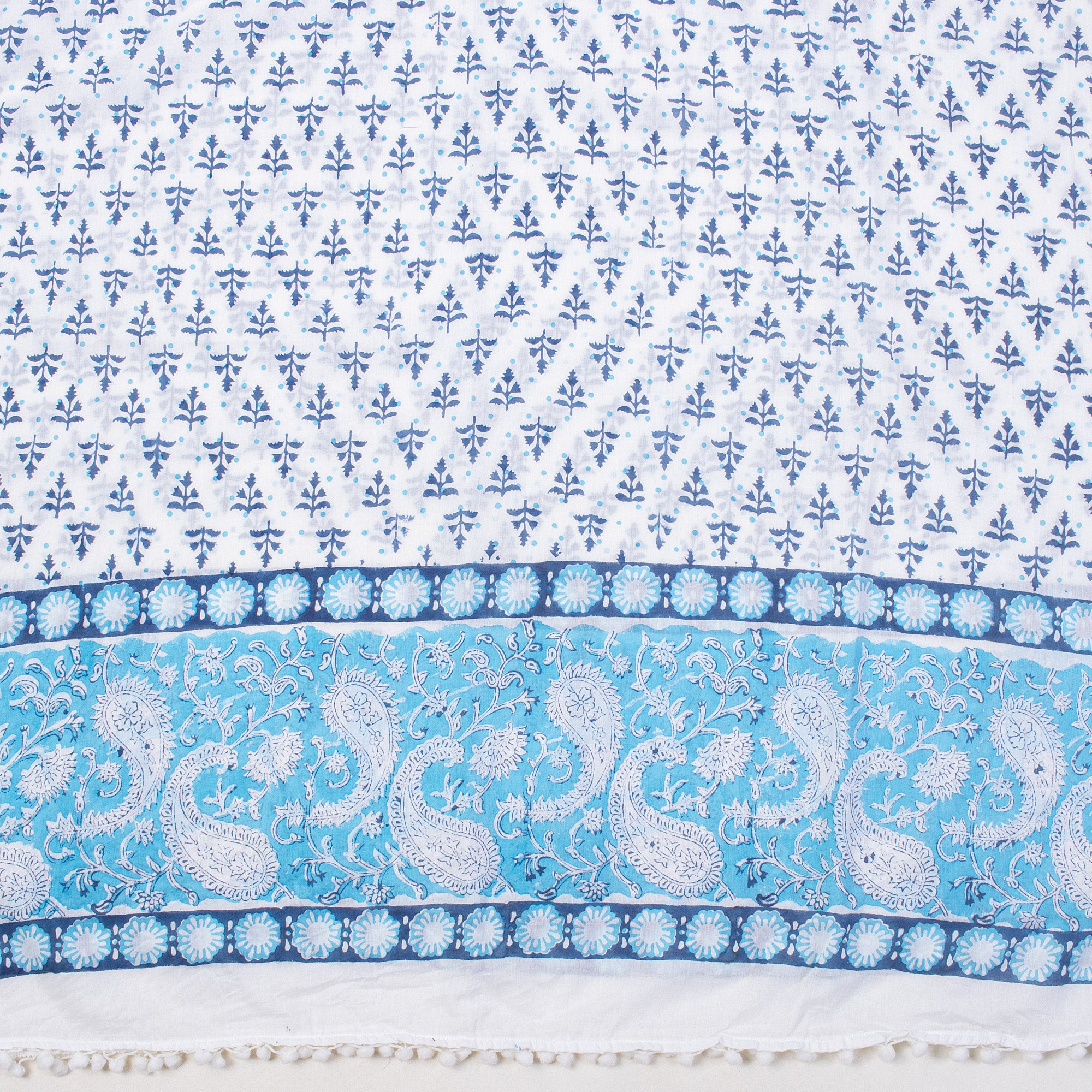 Blue Leaf Indian Hand Block Print Sarong For Women