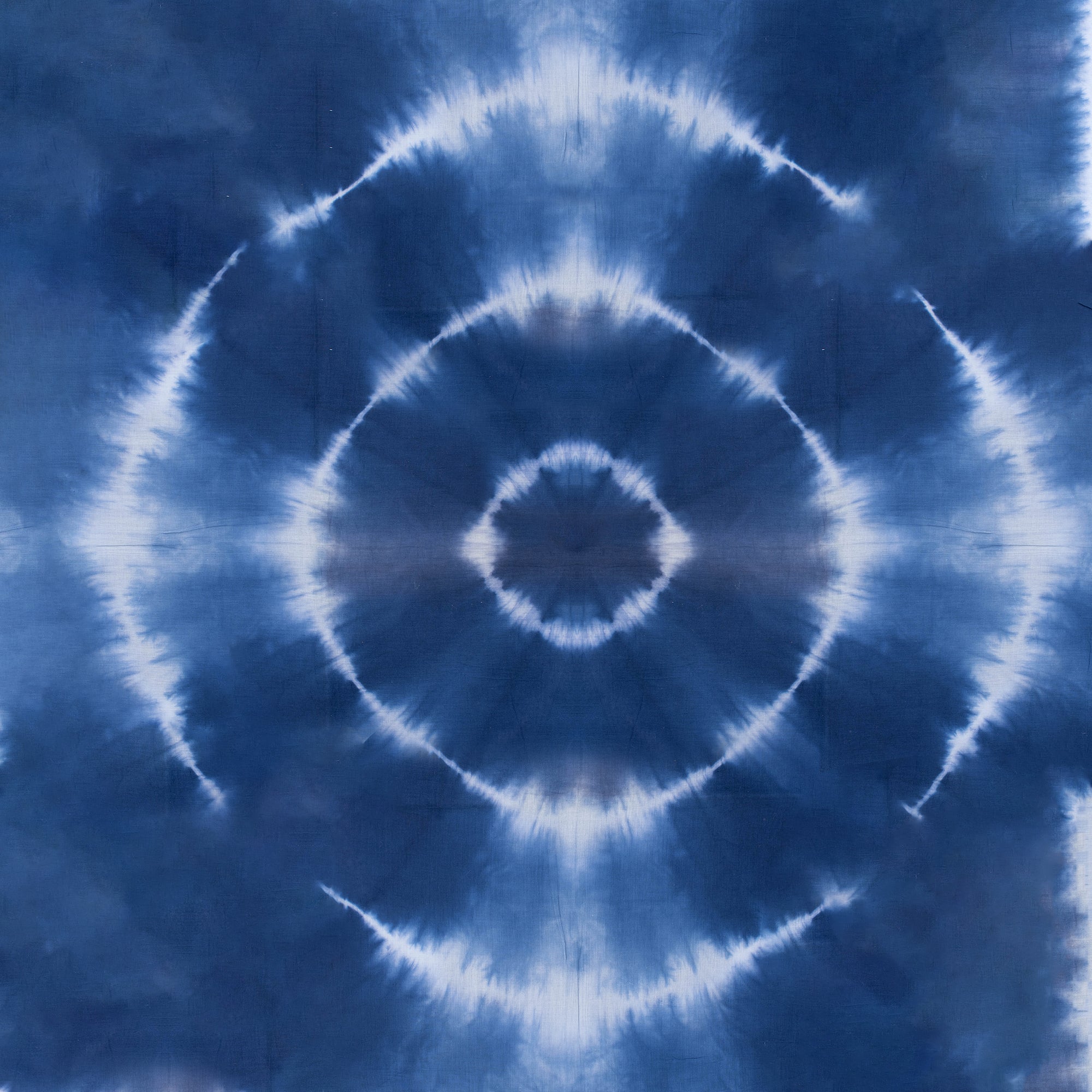Blue Natural Tie Dye Cotton Shibori Fabric