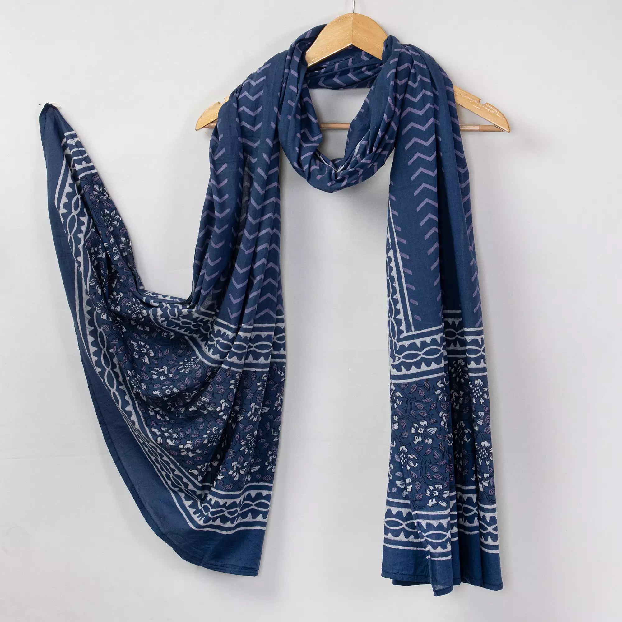 Blue Organic Cotton Printed Dupatta for Daily Used
