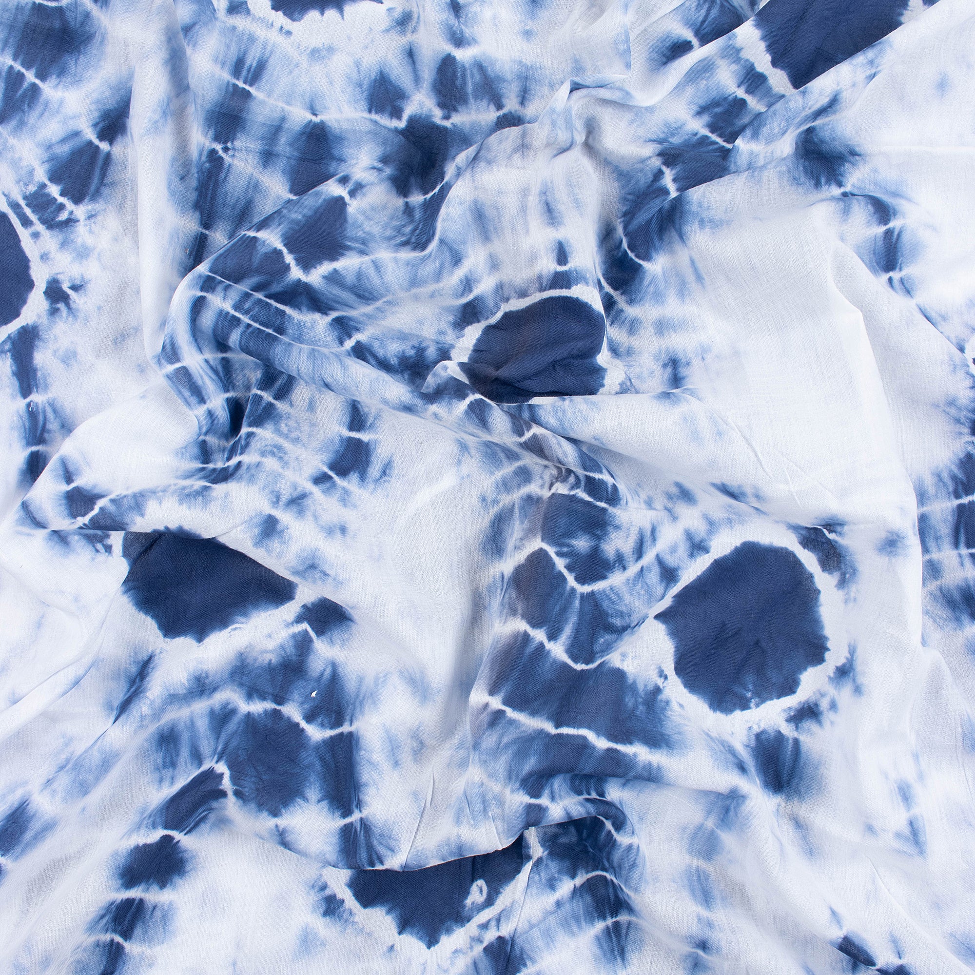Blue Polkas Dots Tie Dye Shibori Fabric