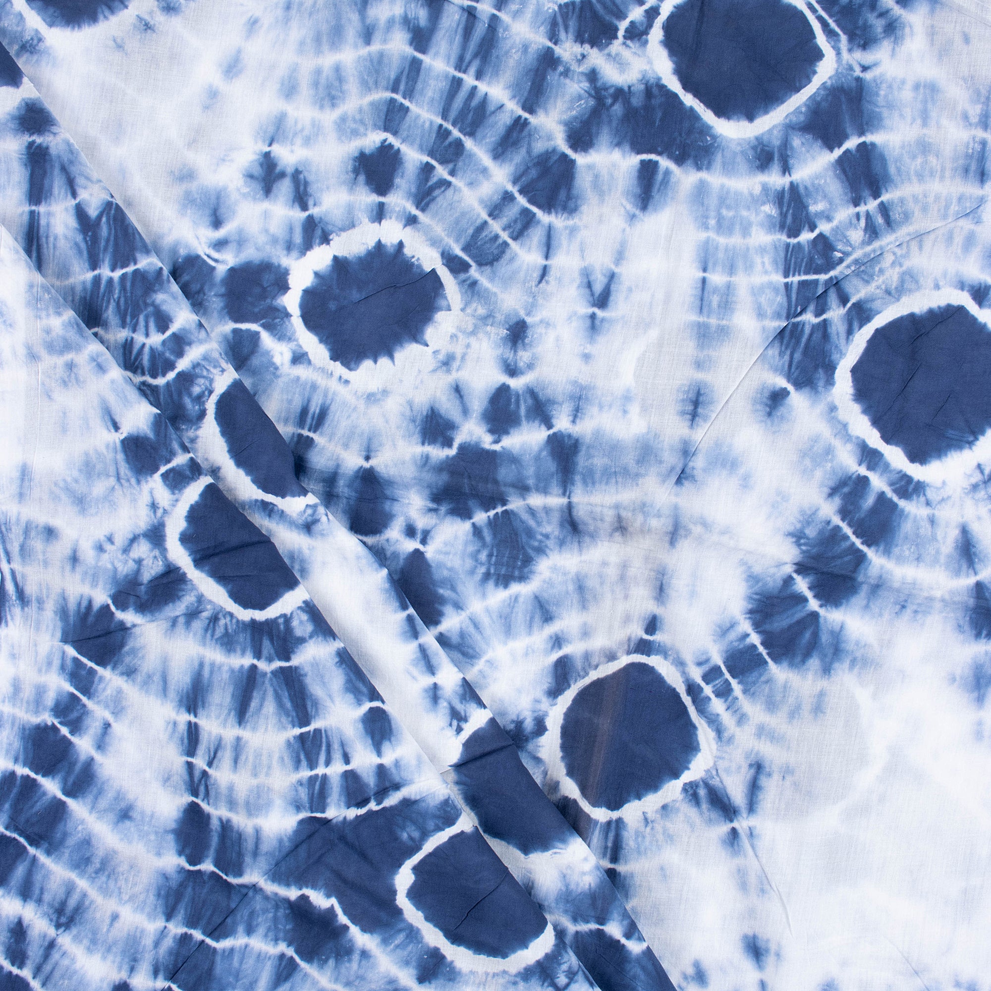 Blue Polkas Dots Tie Dye Shibori Fabric
