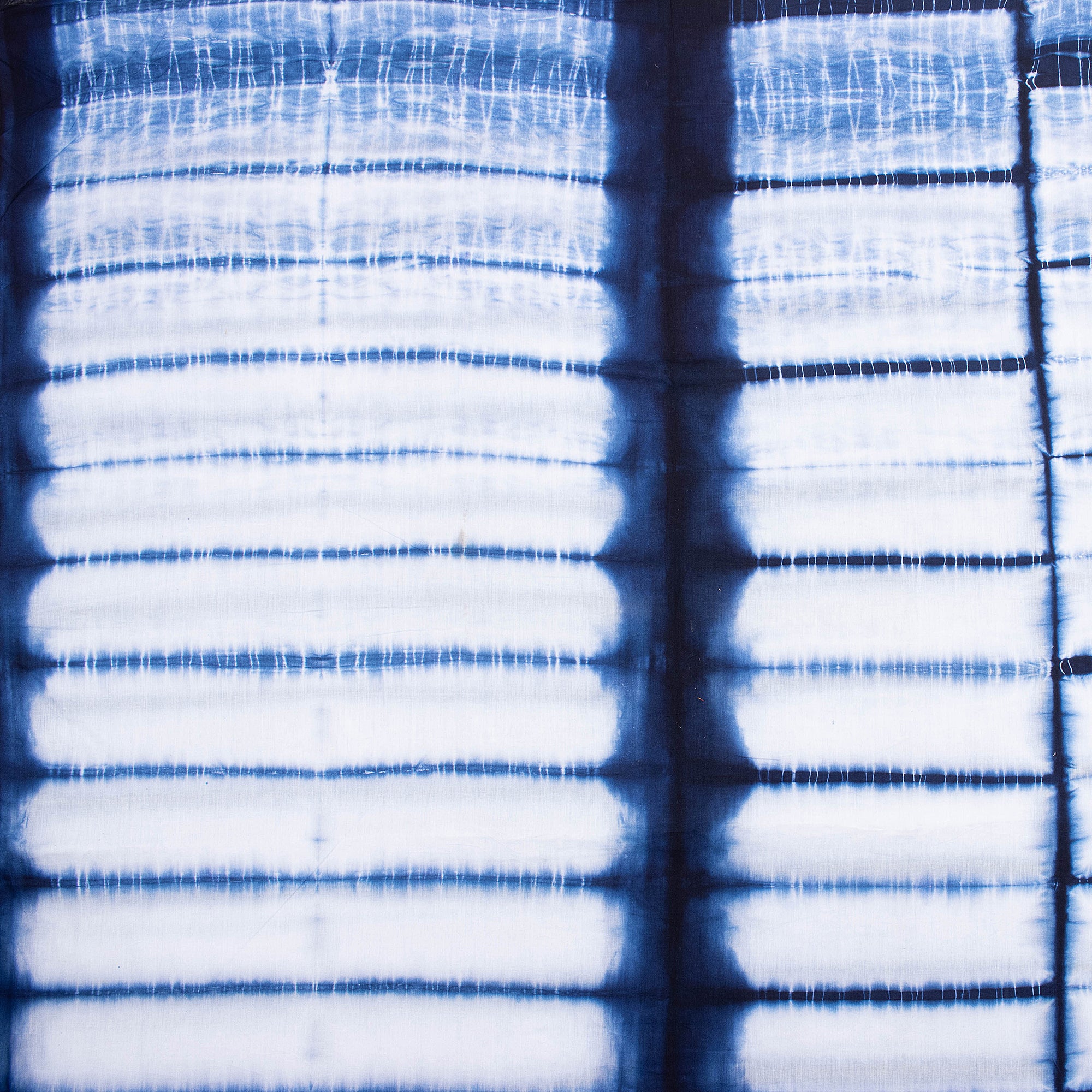 Blue Stirped Organic Cotton Tie Dye Shibori Fabric