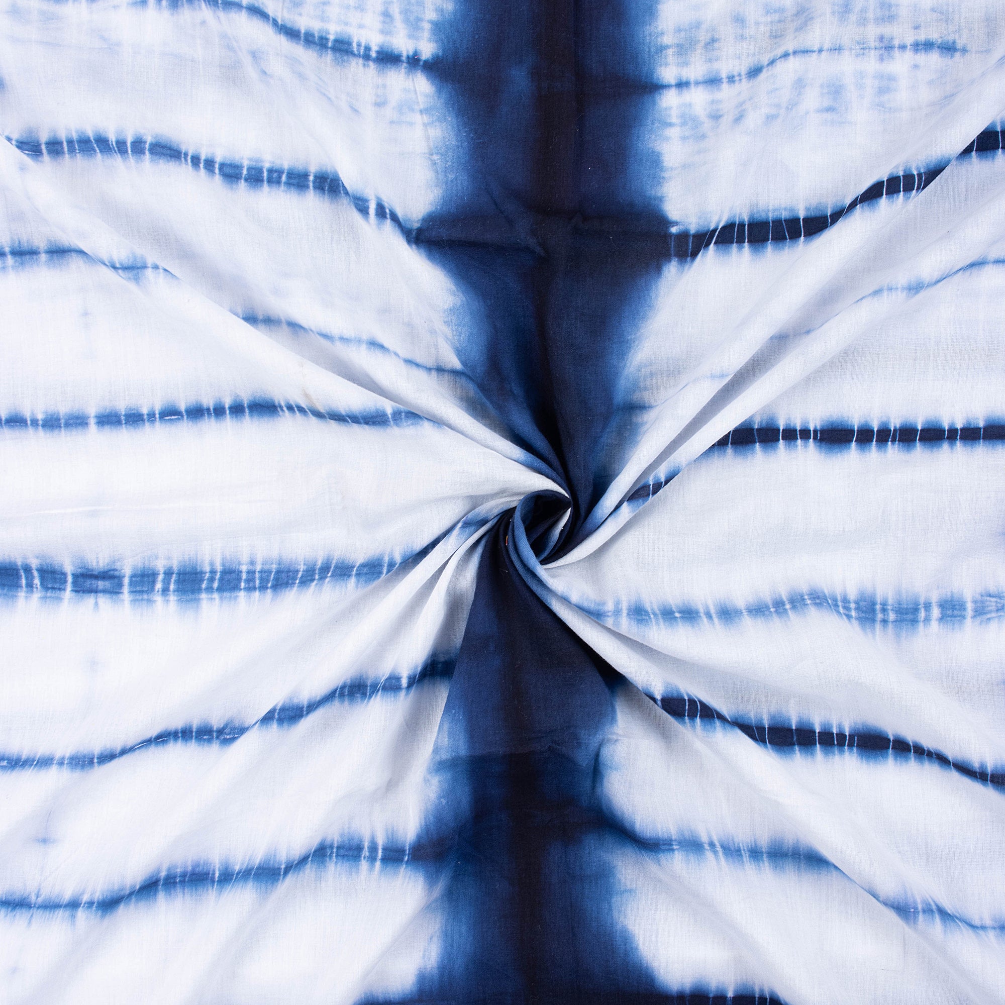 Blue Stirped Organic Cotton Tie Dye Shibori Fabric