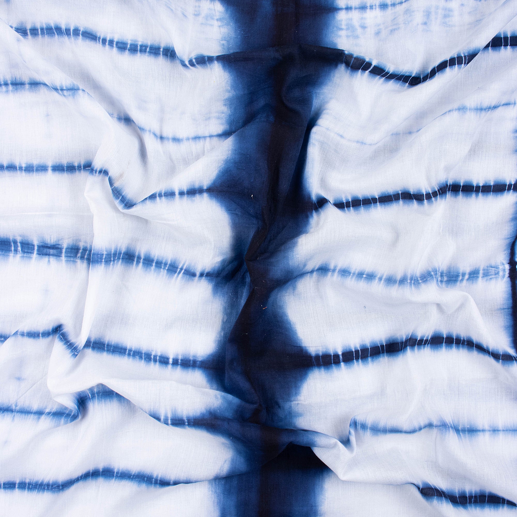 Blue Stirped Organic Cotton Tie Dye Shibori Fabric