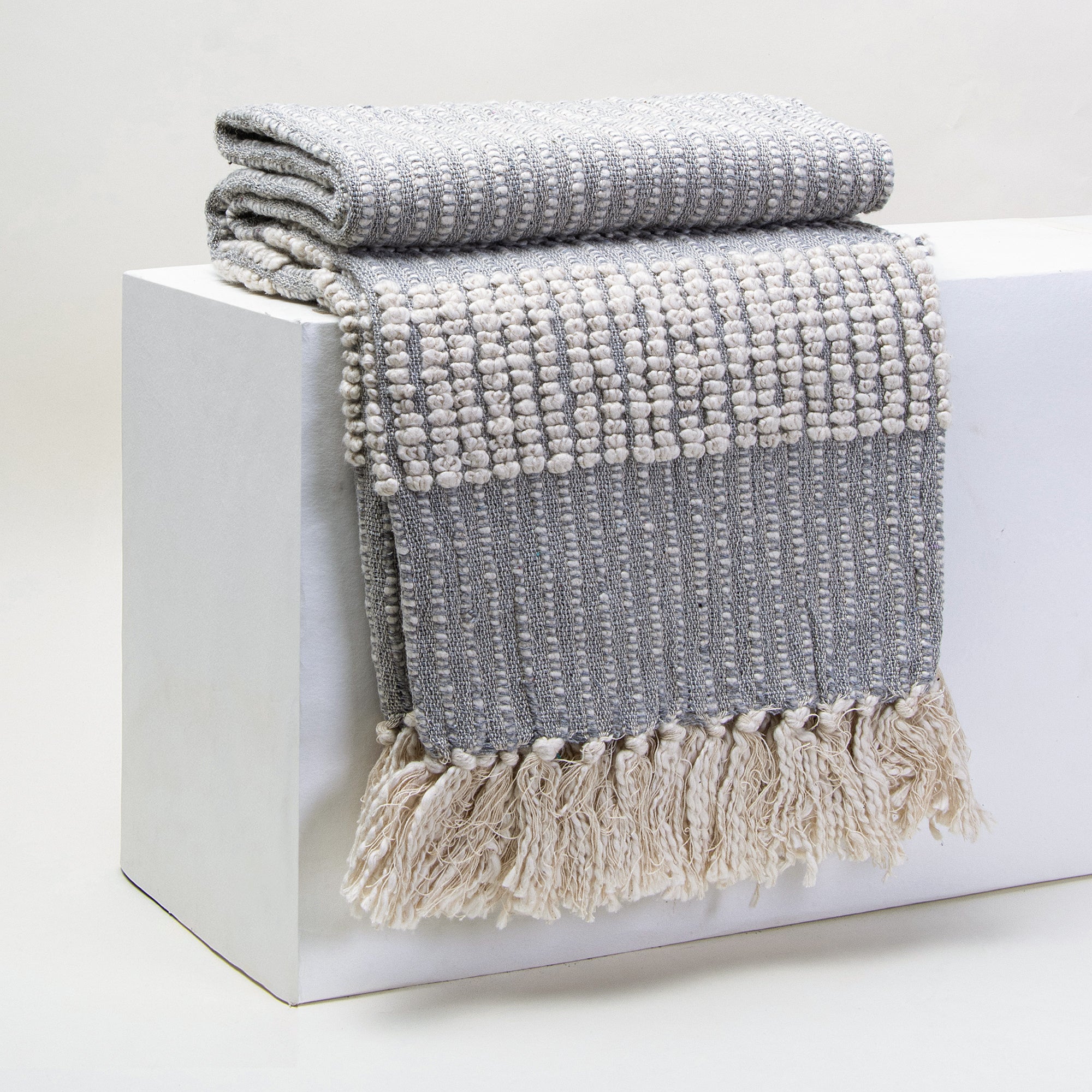 Blue Stripe Woven Cotton Bedroom Blankets