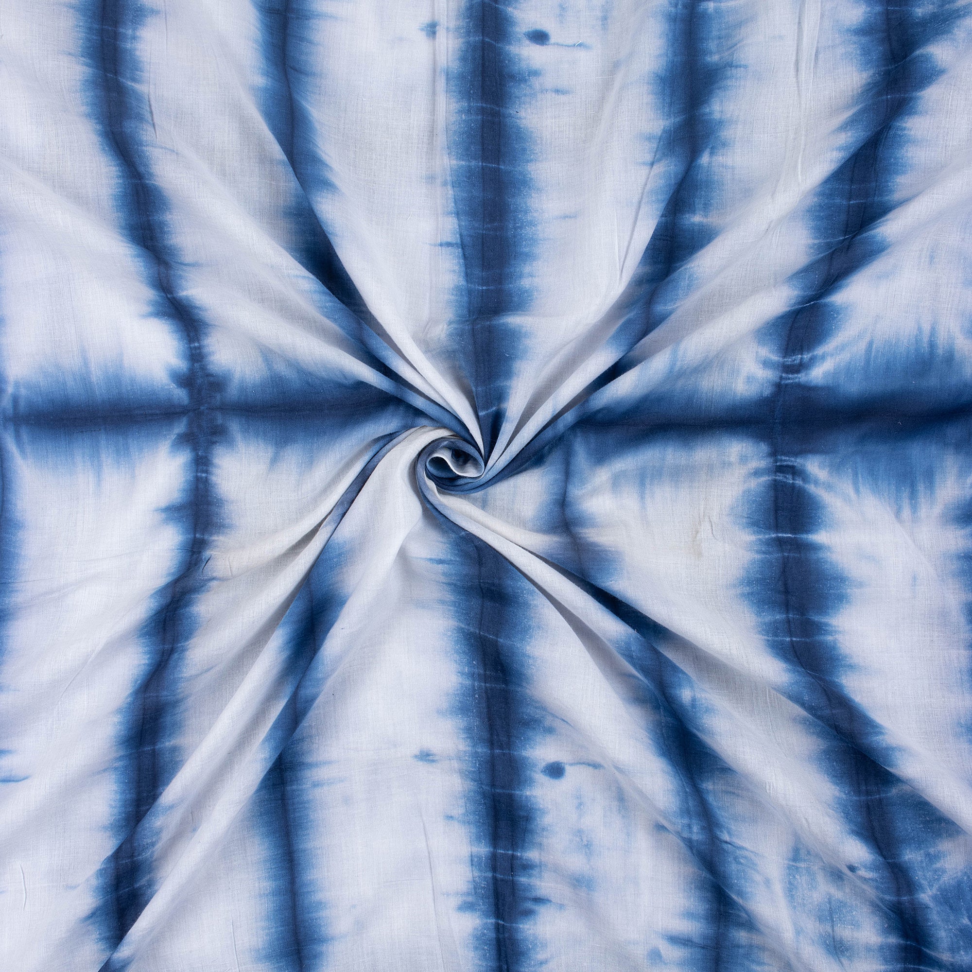 Blue Striped Natrual Dyed Cotton Shibori Fabric