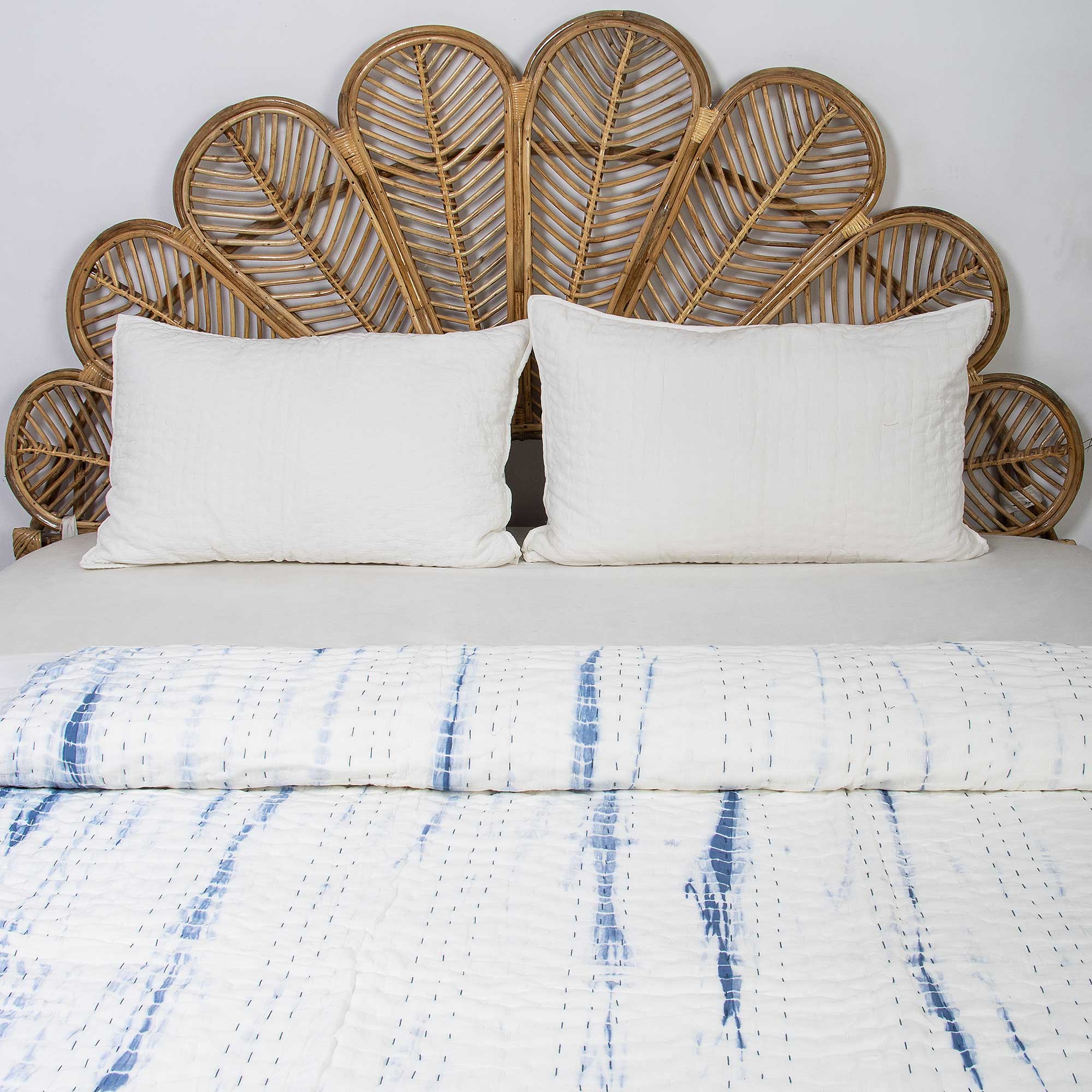 Blue Tie Dye Cotton Kantha Quilt Blanket