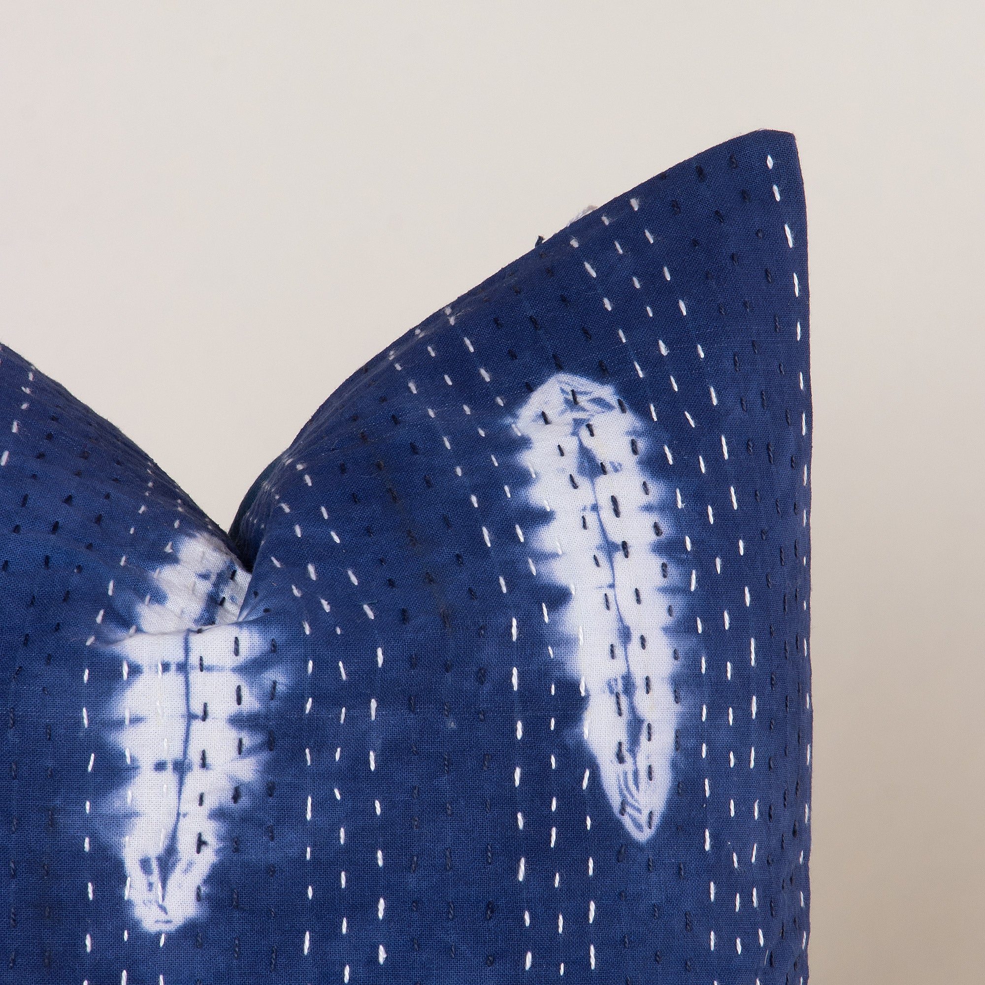 Blue Tie Dye Indian Cotton Vintage Kantha Cushion Cover