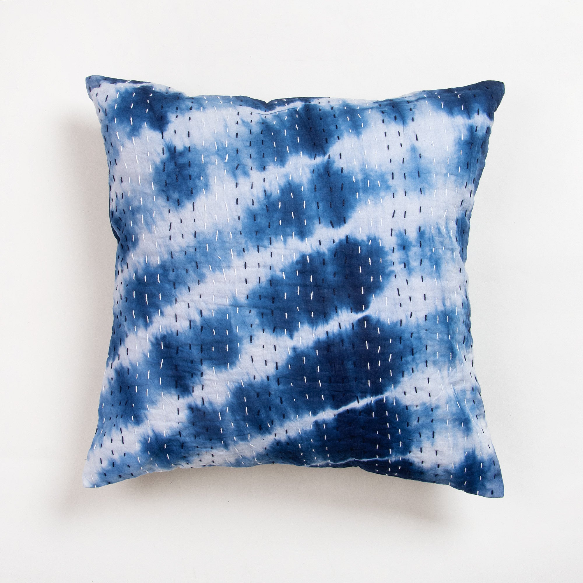 Blue Tie Dyed Cotton Kantha cushion Cover
