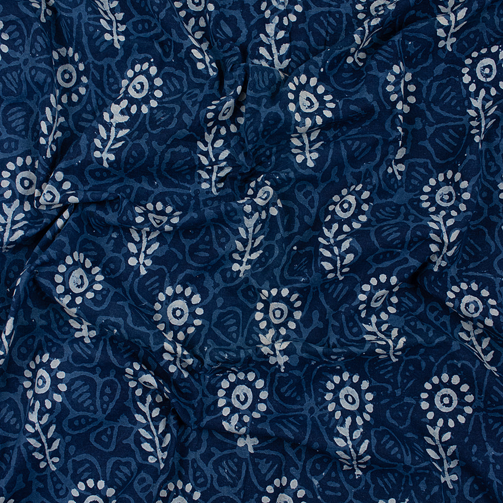 Boota Floral Print Indigo Fabric