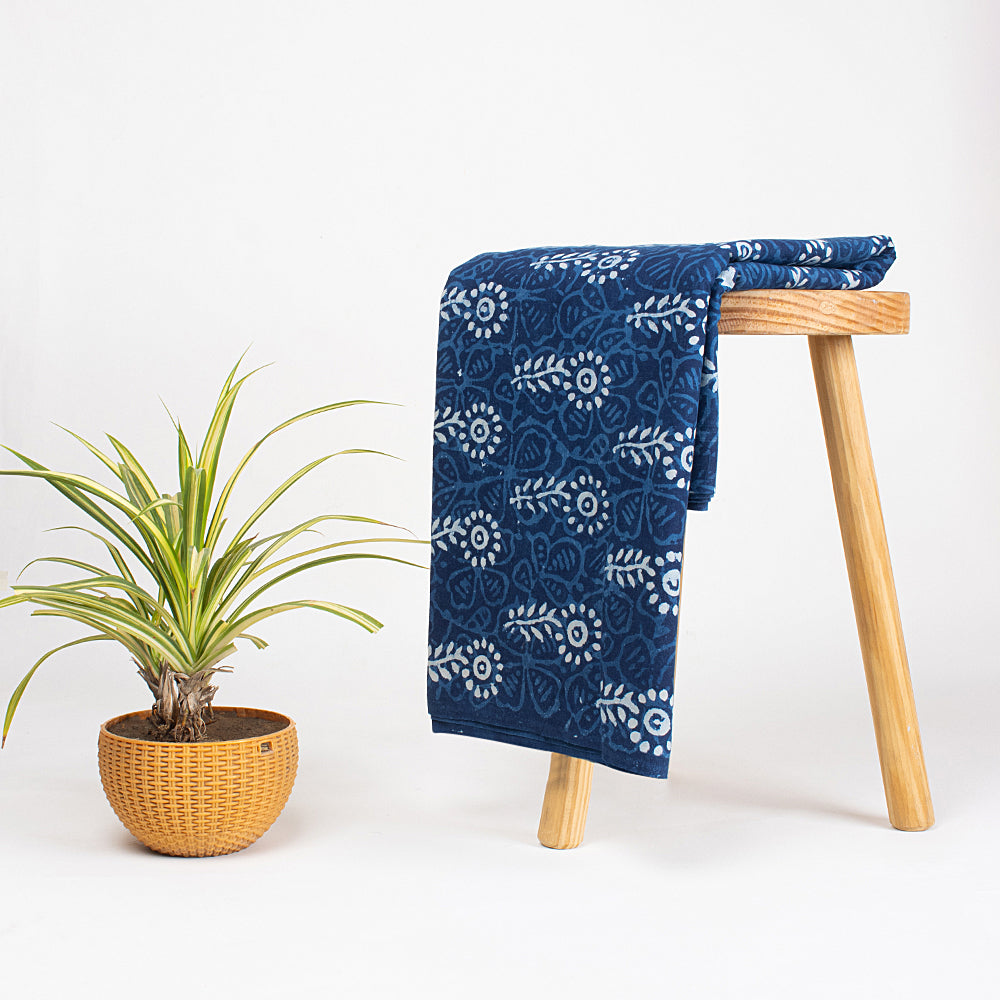Boota Floral Print Indigo Fabric