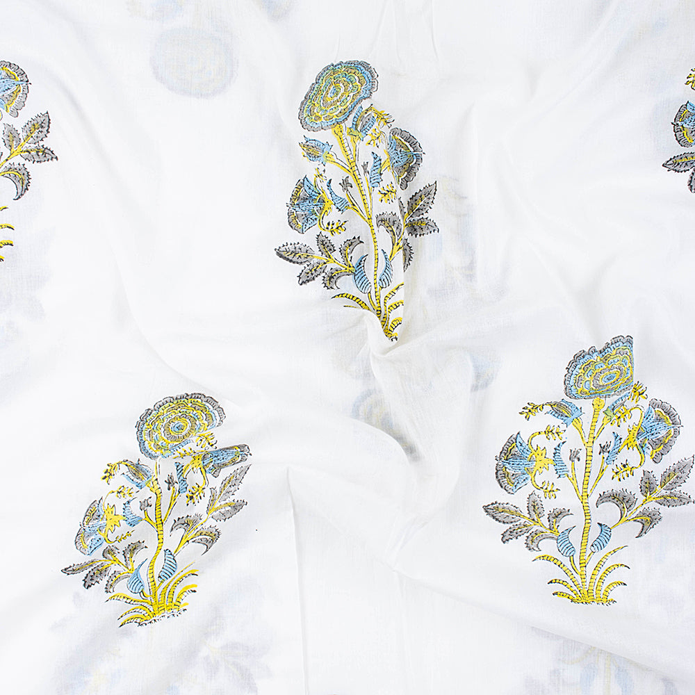 Boota Indian Block Printed Pure Cotton Floral Fabric