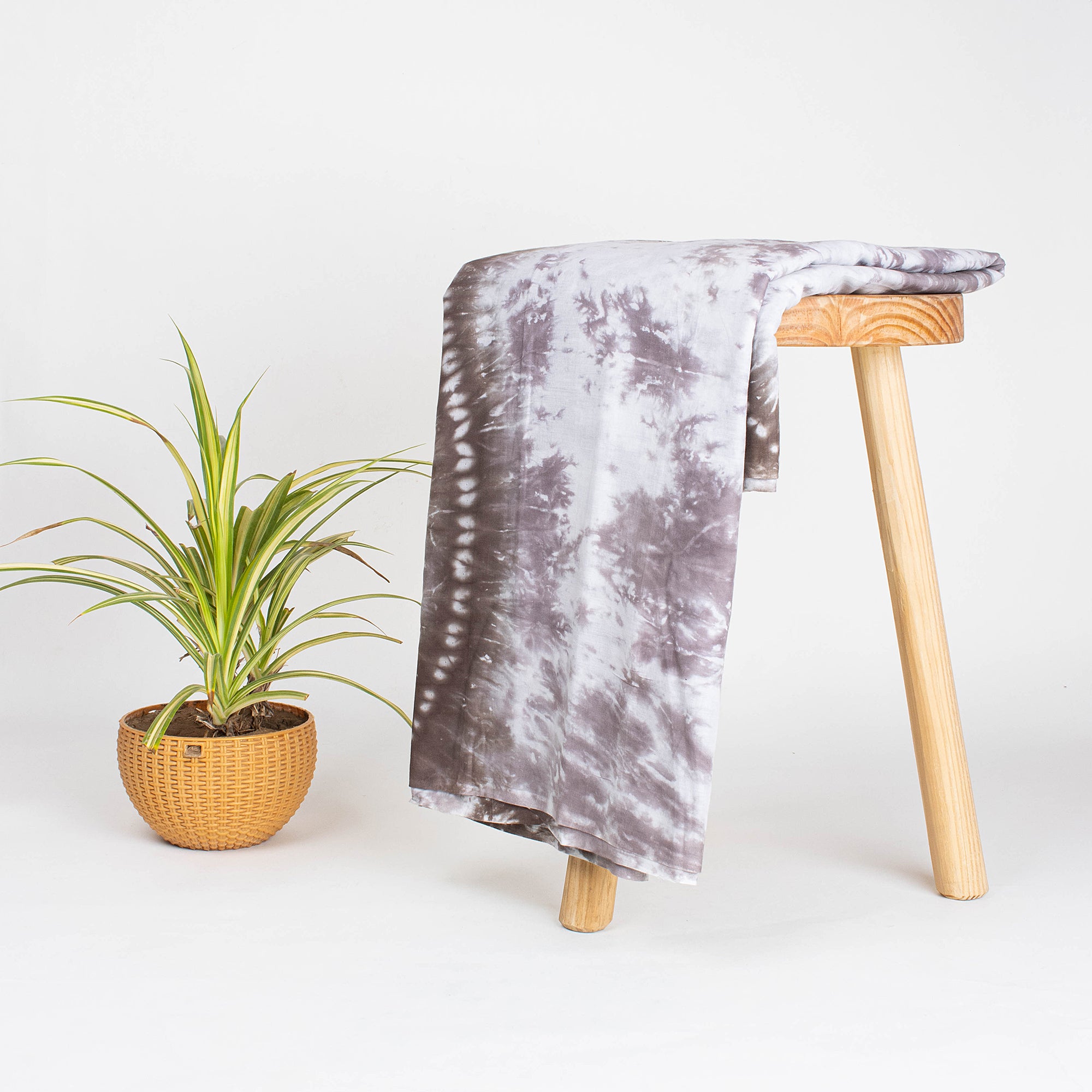 Brown Handmade Shibori Tie Dye Cotton Dress Fabric