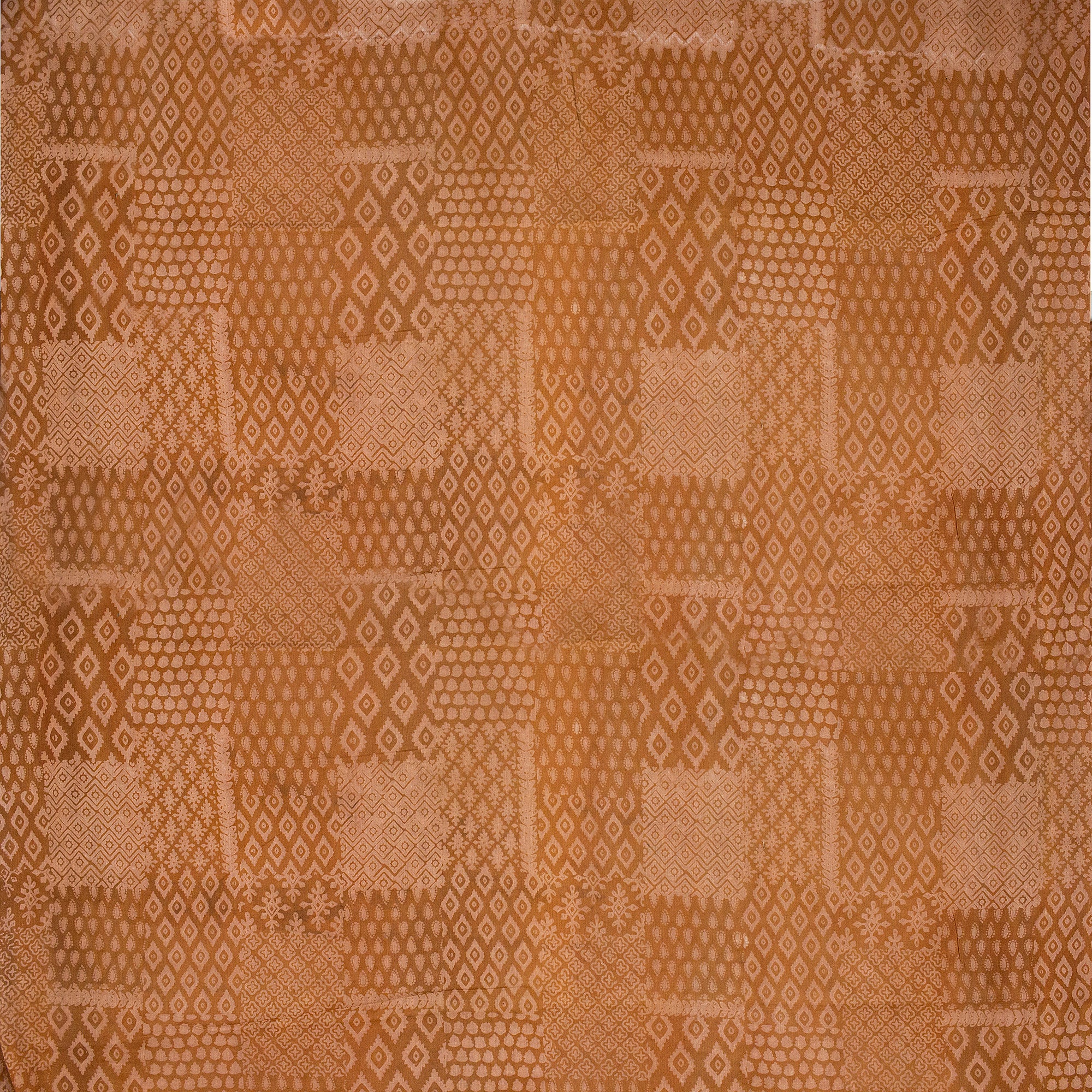 Brown Patchwork Cotton Hand Block Print Dabu Fabric