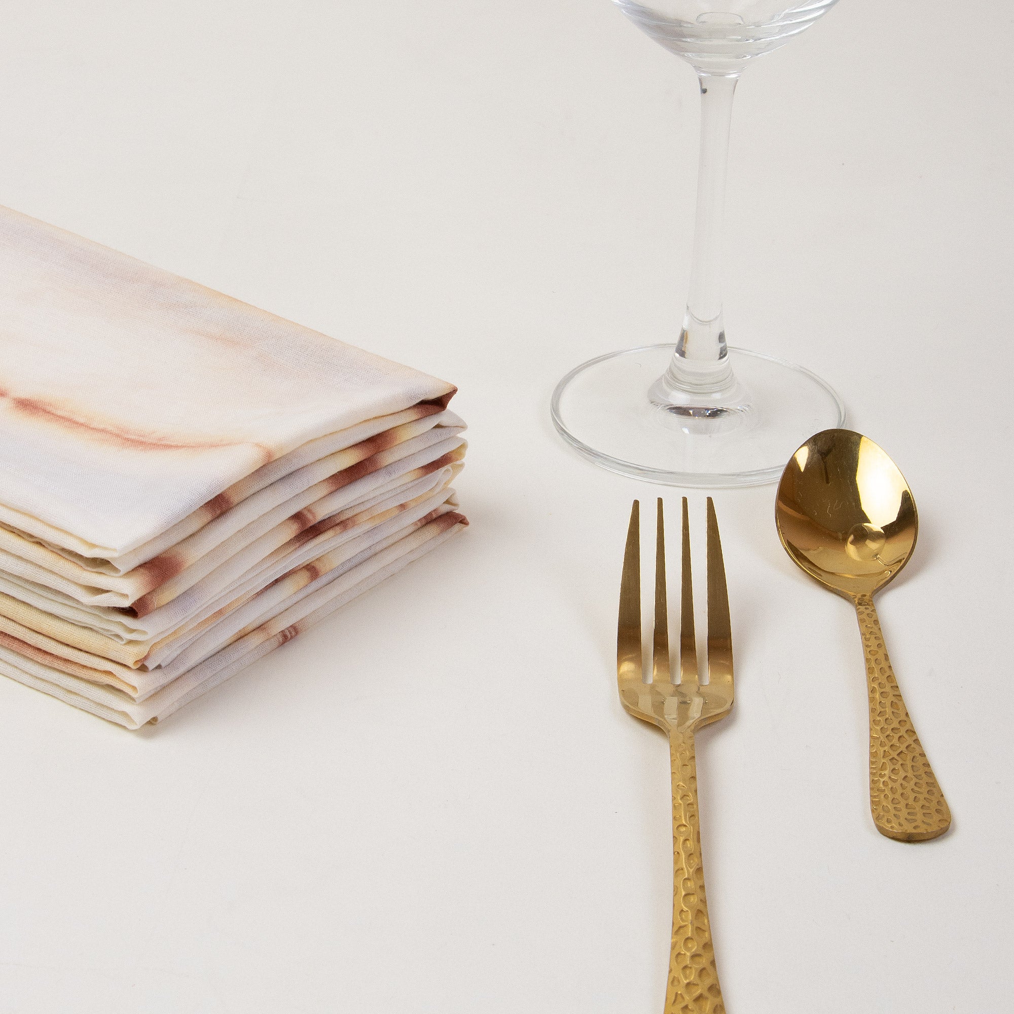 Brown Striped Hand Block Printed Cotton Napkins Cloth