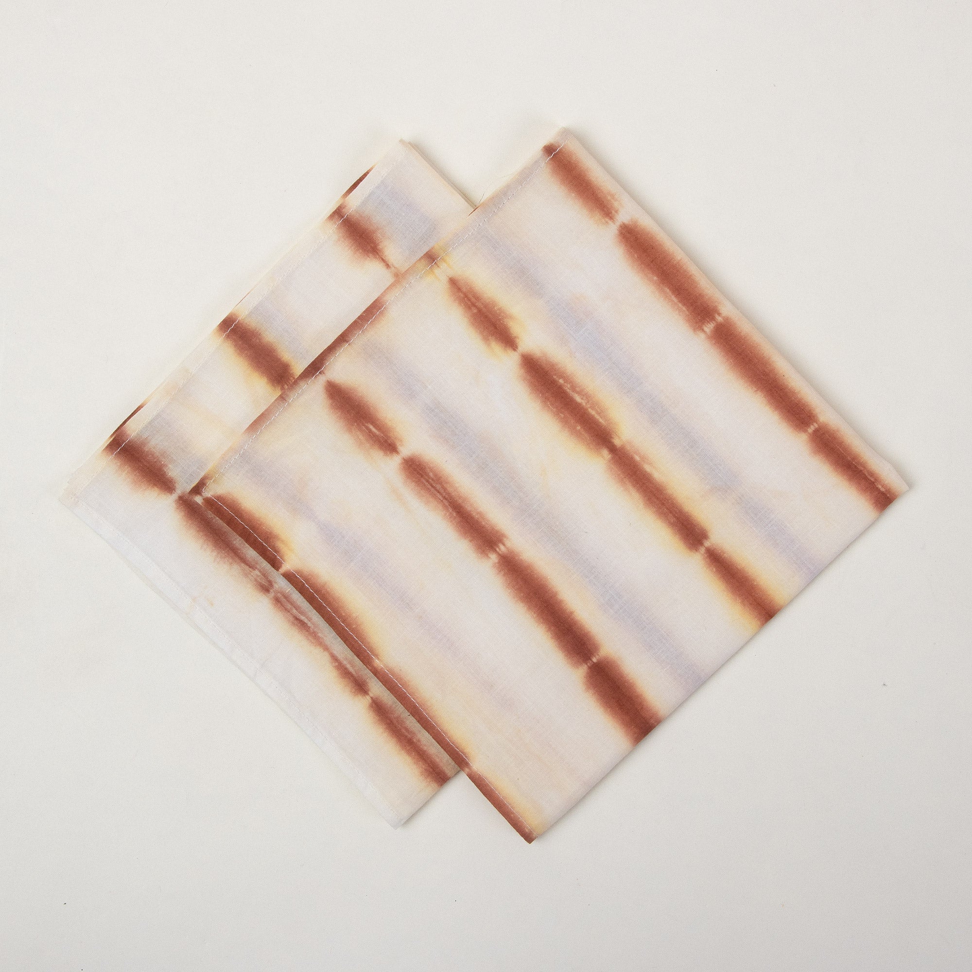 Brown Striped Hand Block Printed Cotton Napkins Cloth