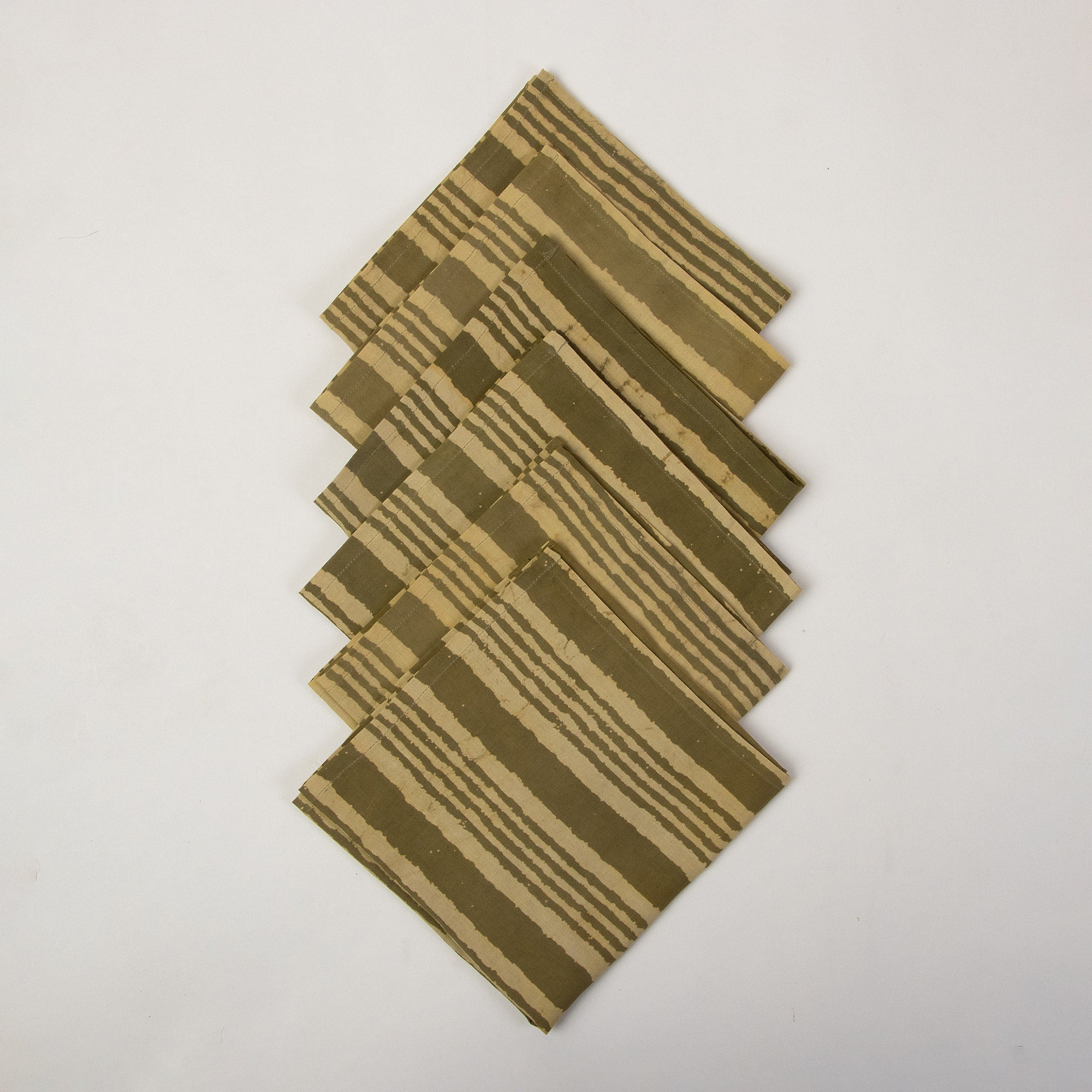 Brown Striped Hand Block Printed Cotton Table Napkin