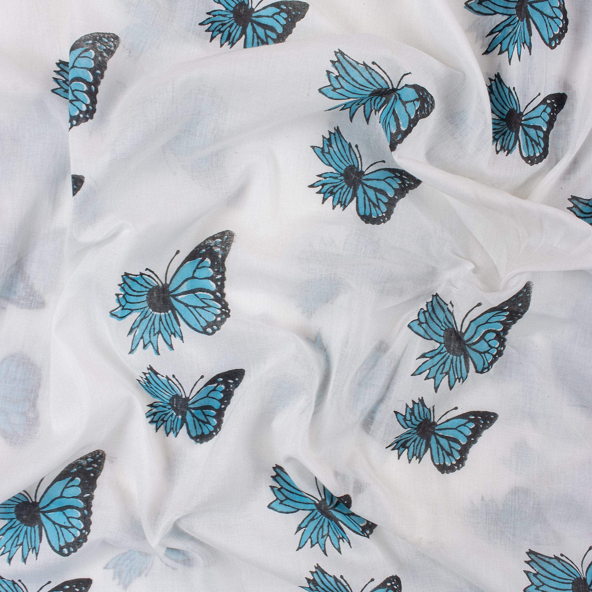 Butterfly Hand Block Cotton Cloth Material Fabric