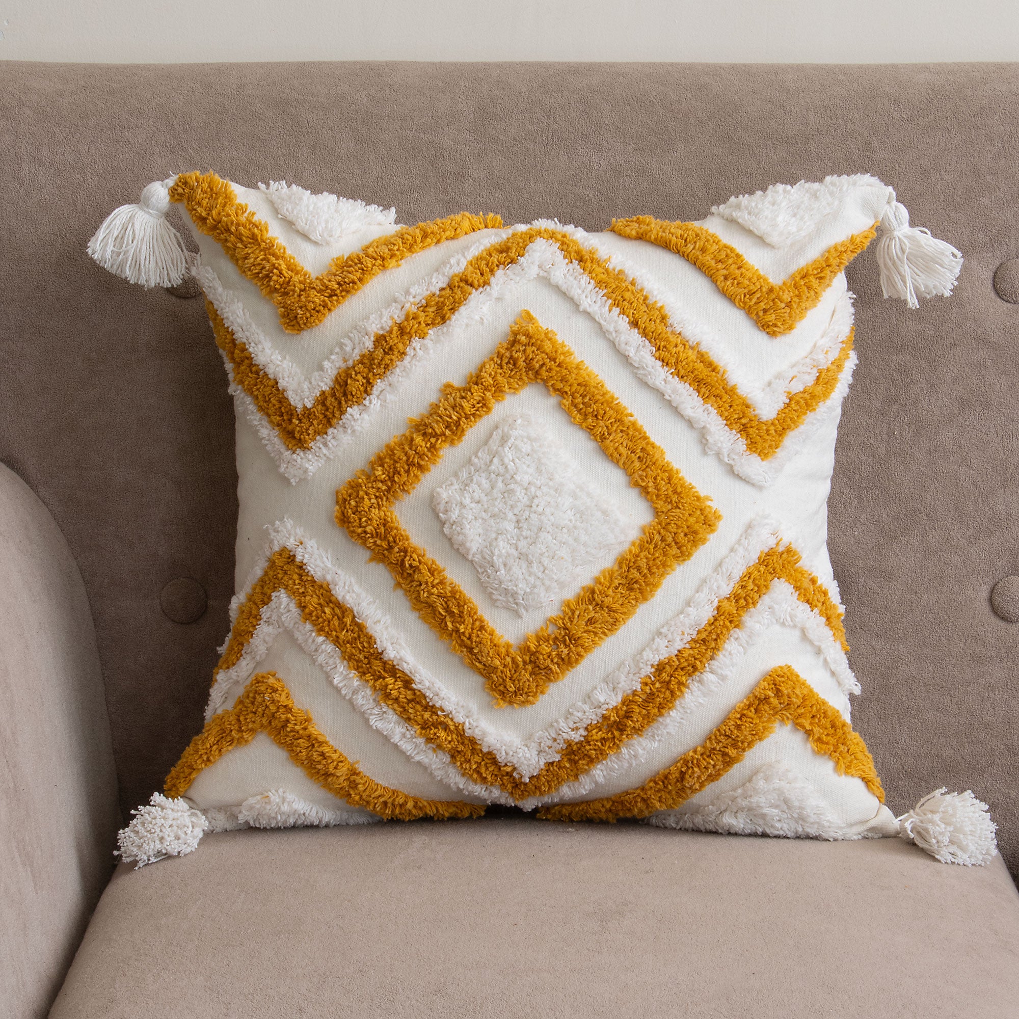 Hand Tufted Cushion Cover Boho Style