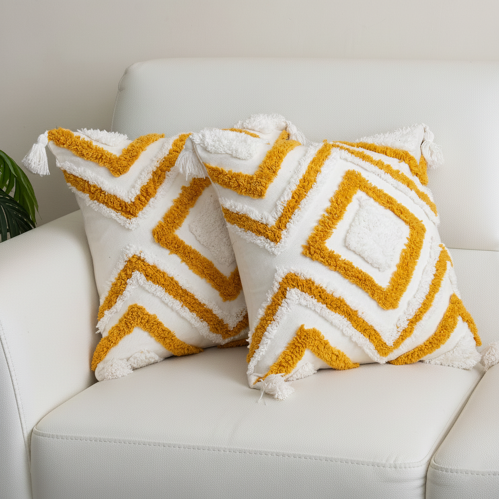 Hand Tufted Cushion Cover Boho Style