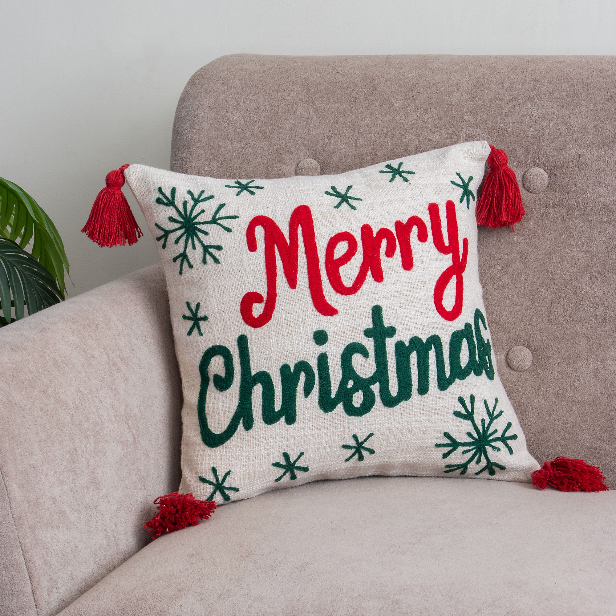 Christmas Tufted Cushion Cover - Holiday Decor Set of 2