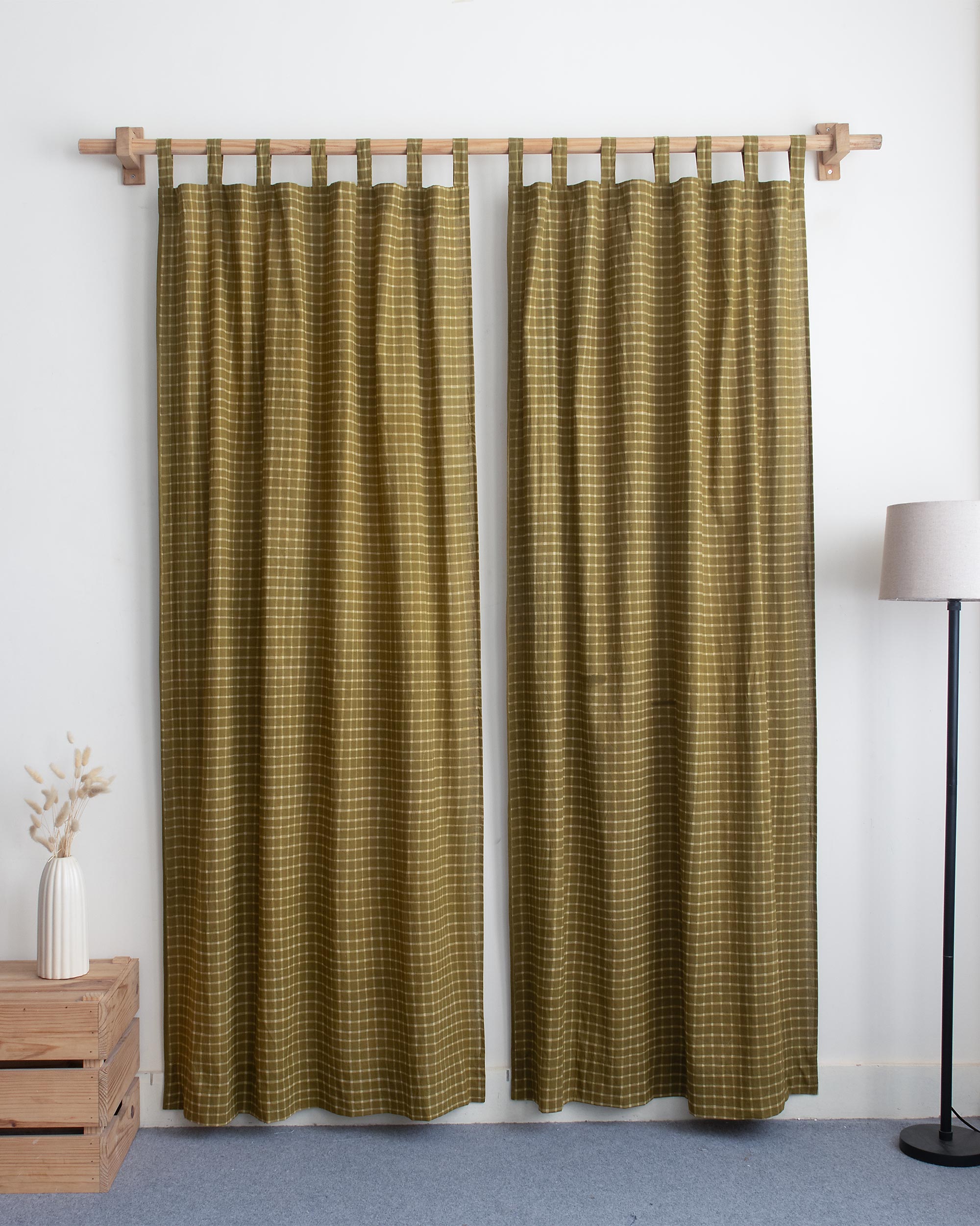 Check Block Printed Curtains for Home Decor