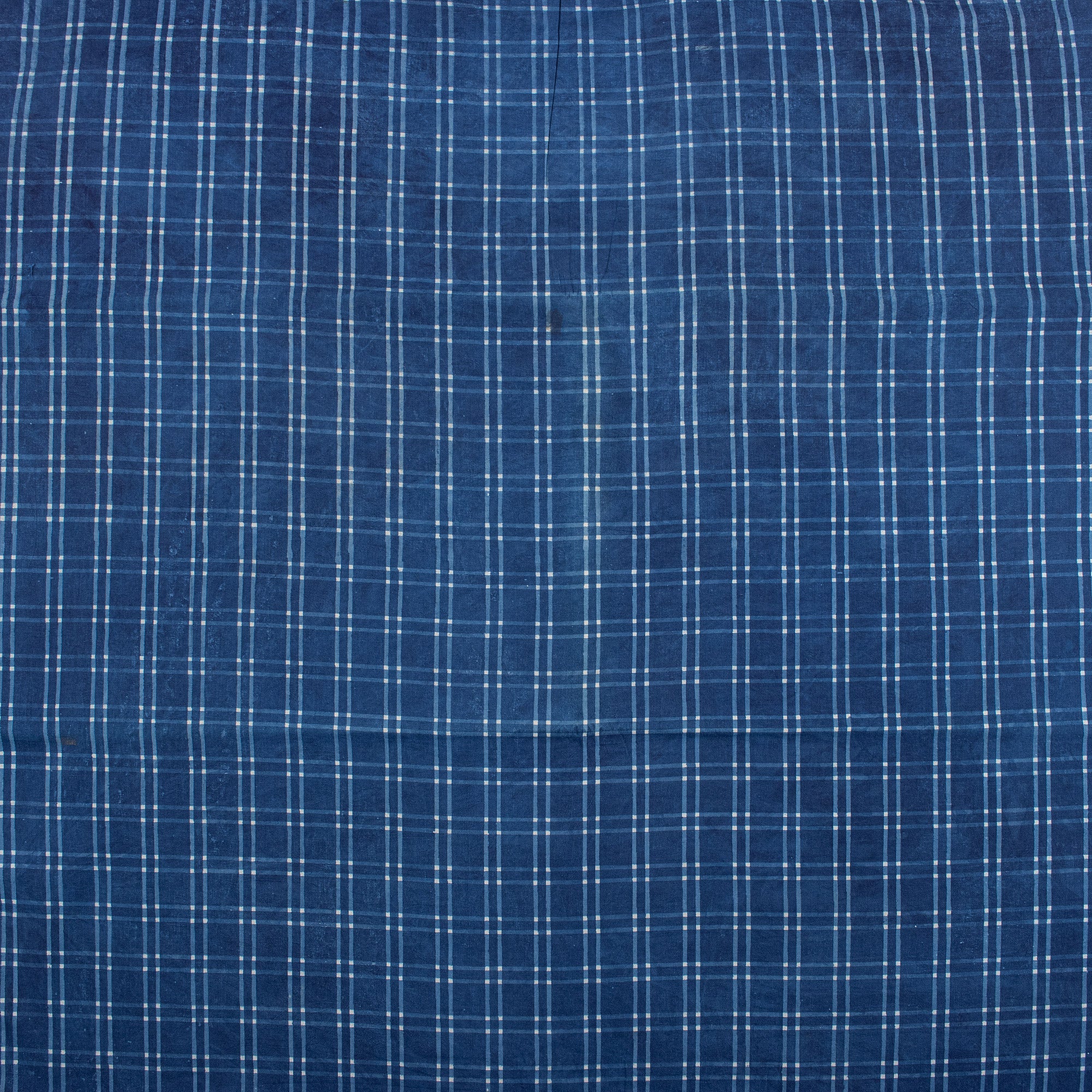 Check Printed Indigo Organic Natural Cotton Fabric