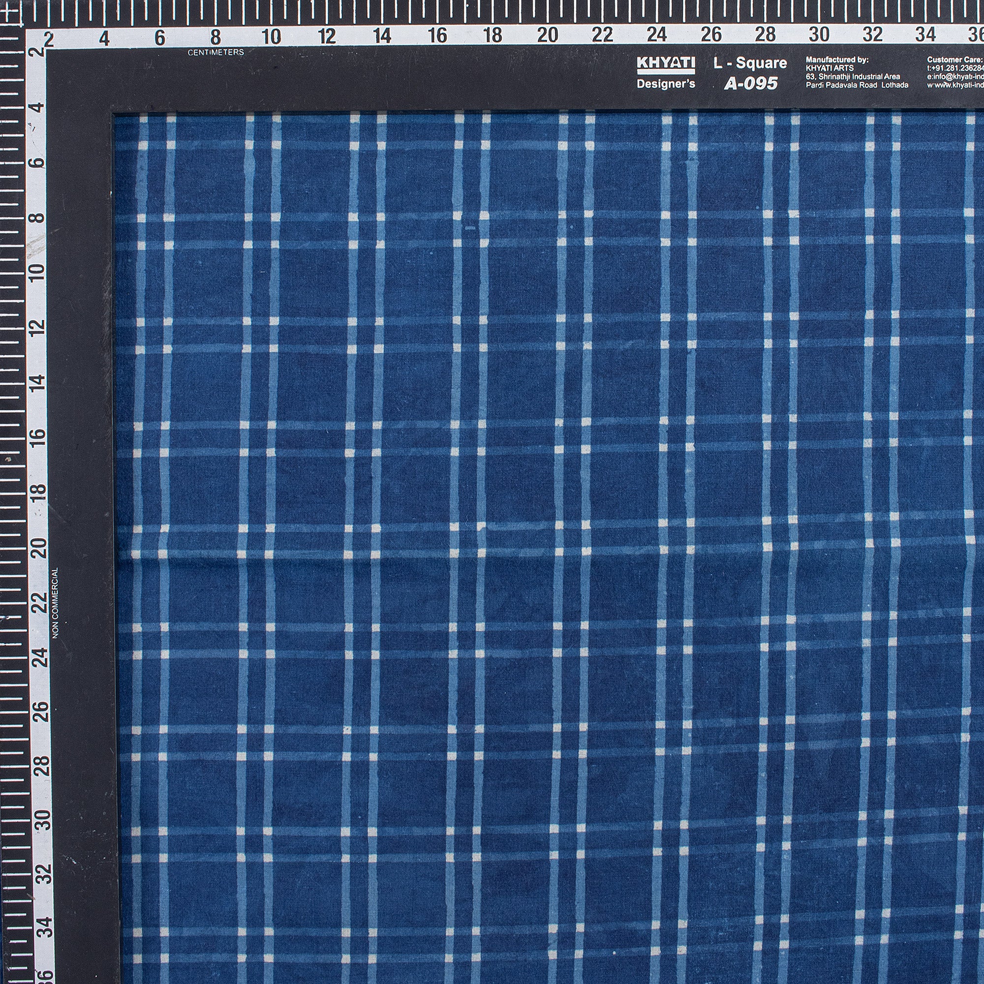 Check Printed Indigo Organic Natural Cotton Fabric