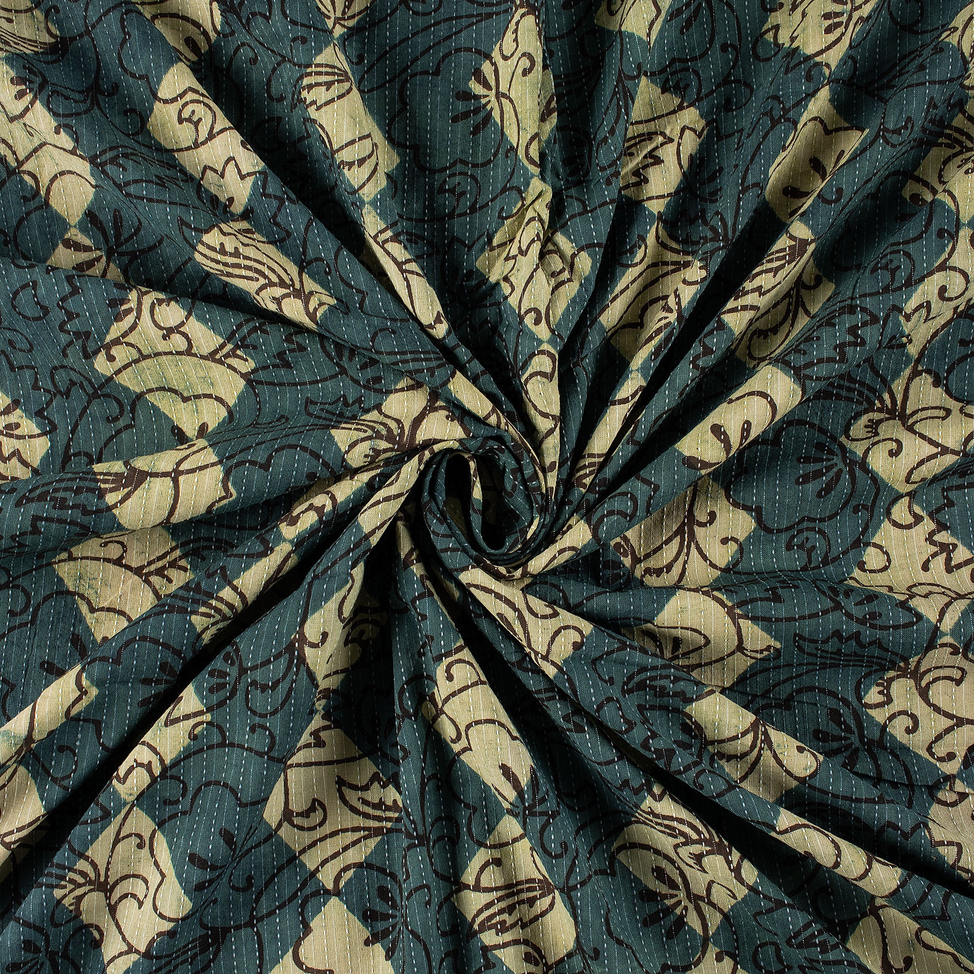 Cotton Hand Block Print Dabu Kantha Fabric
