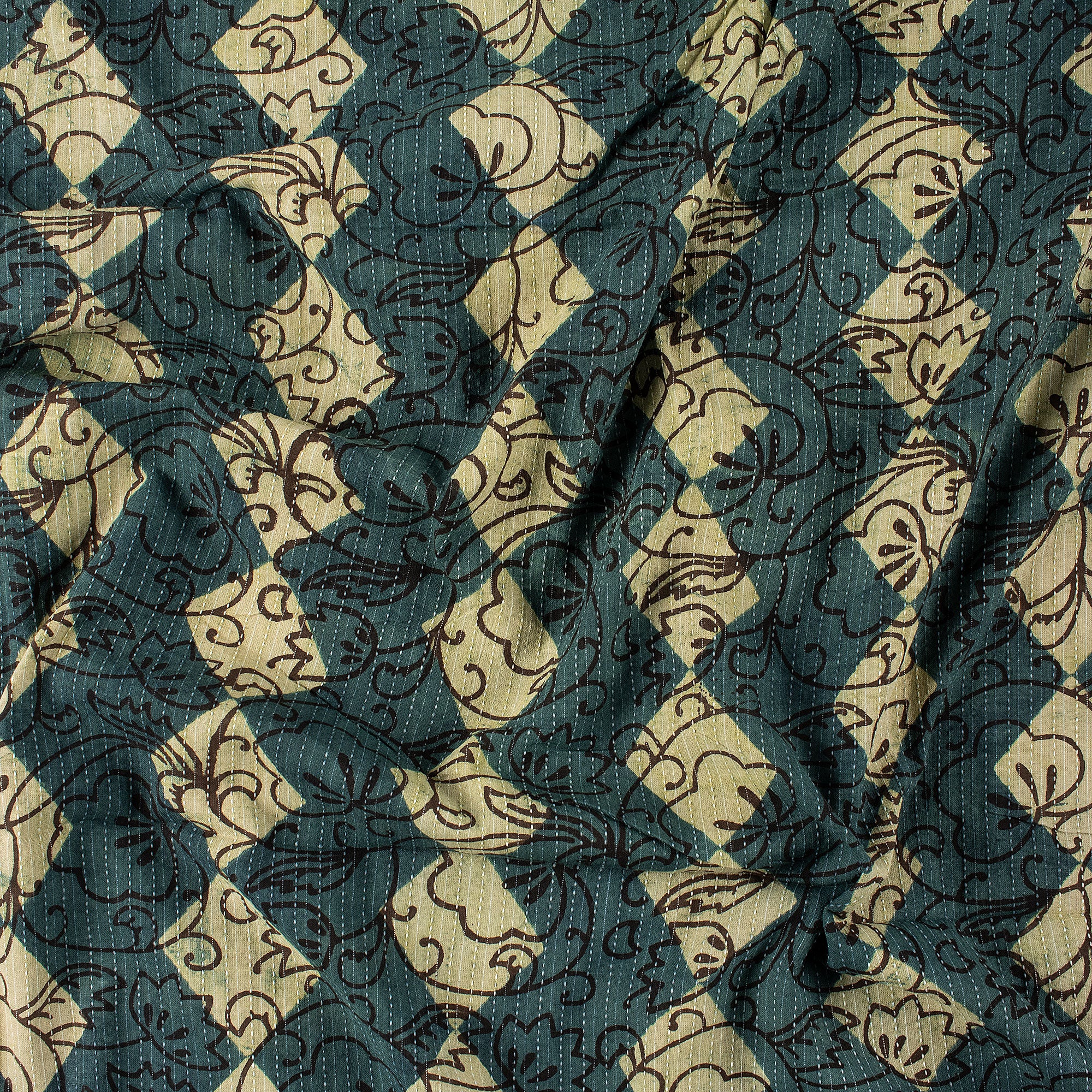 Cotton Hand Block Print Dabu Kantha Fabric