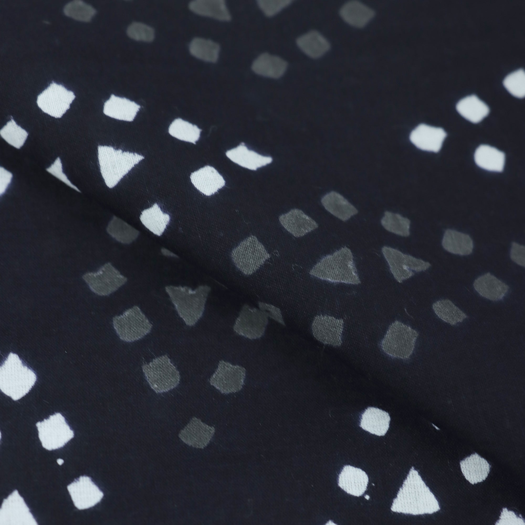 Cotton Hand Block Printed Black & White Fabric