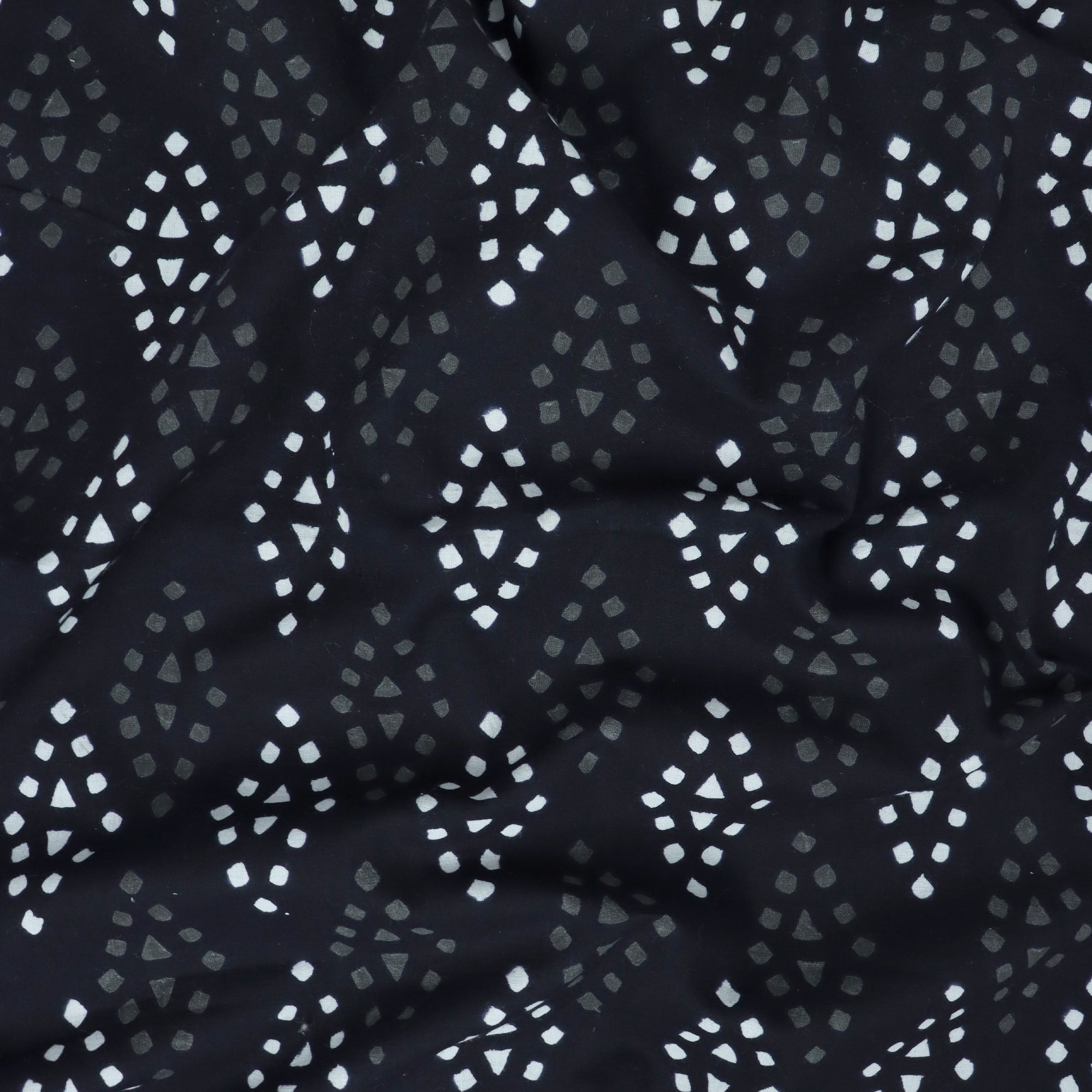 Cotton Hand Block Printed Black & White Fabric