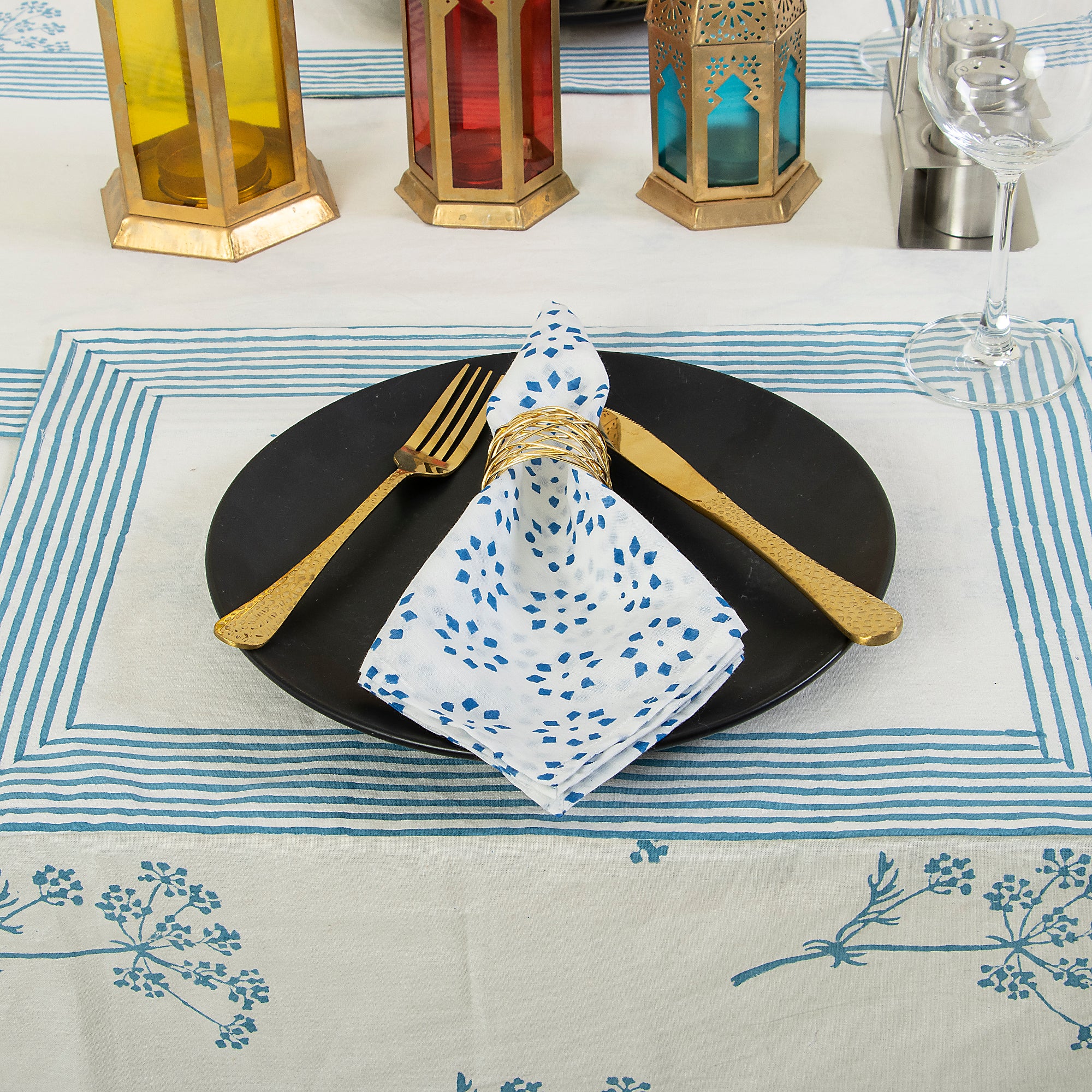 Cotton Hand Block Printed Coffe Table Runner