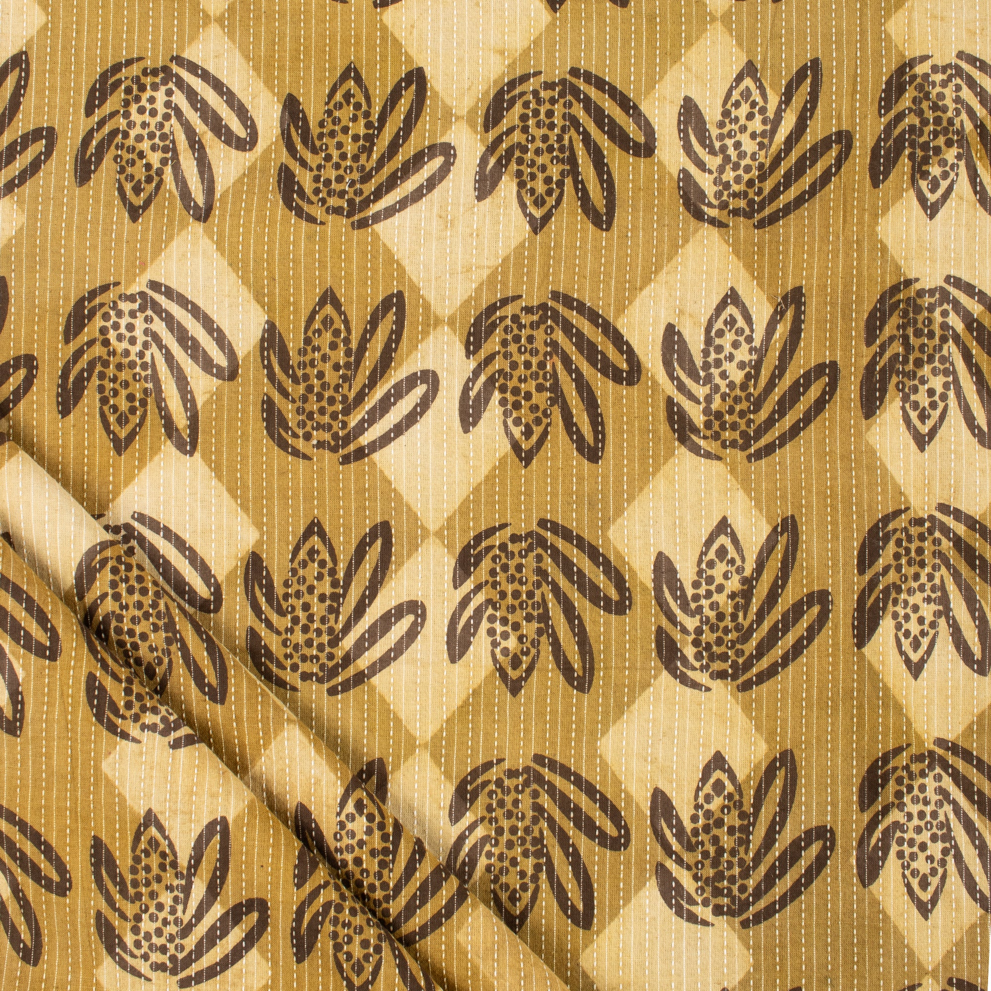 Cotton Hand Block Printed Dabu Kantha Fabric