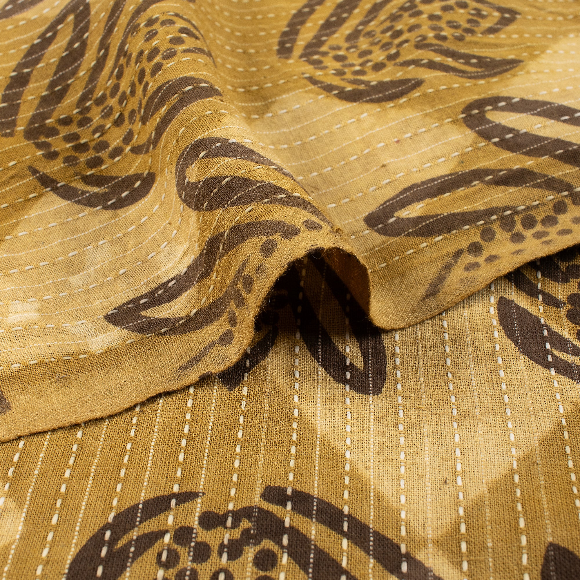 Cotton Hand Block Printed Dabu Kantha Fabric