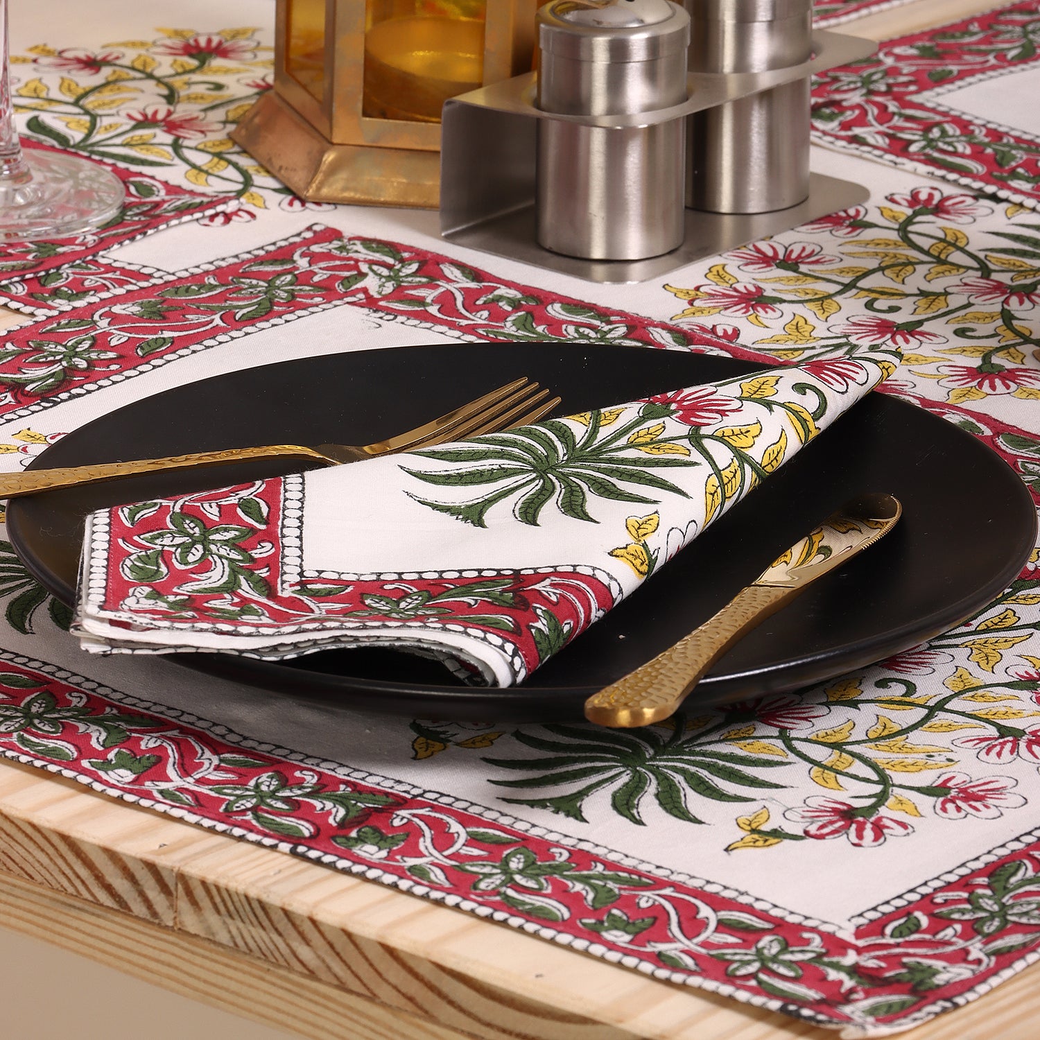 Cotton Modern Table Runner Floral Hand Block Printed