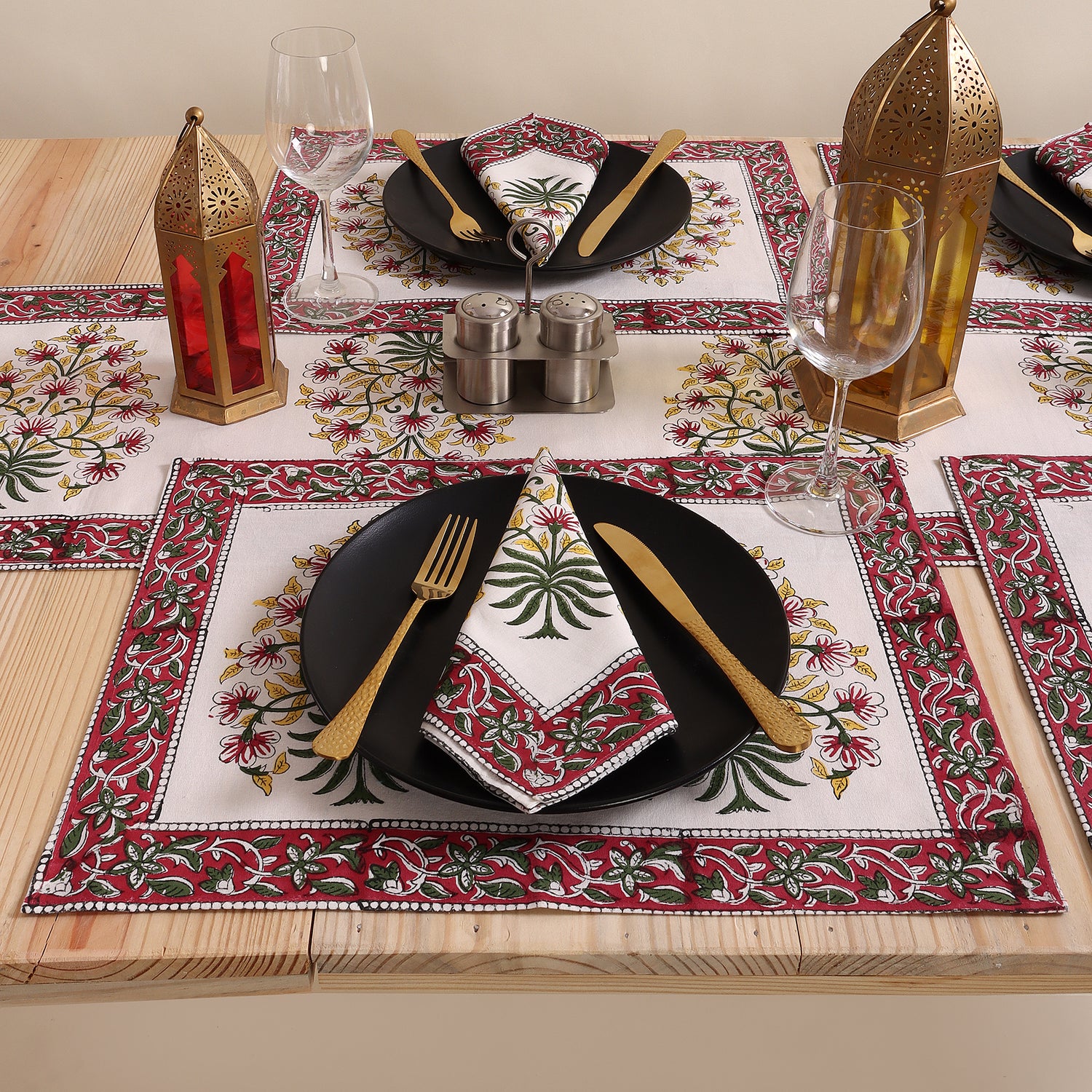Cotton Modern Table Runner Floral Hand Block Printed