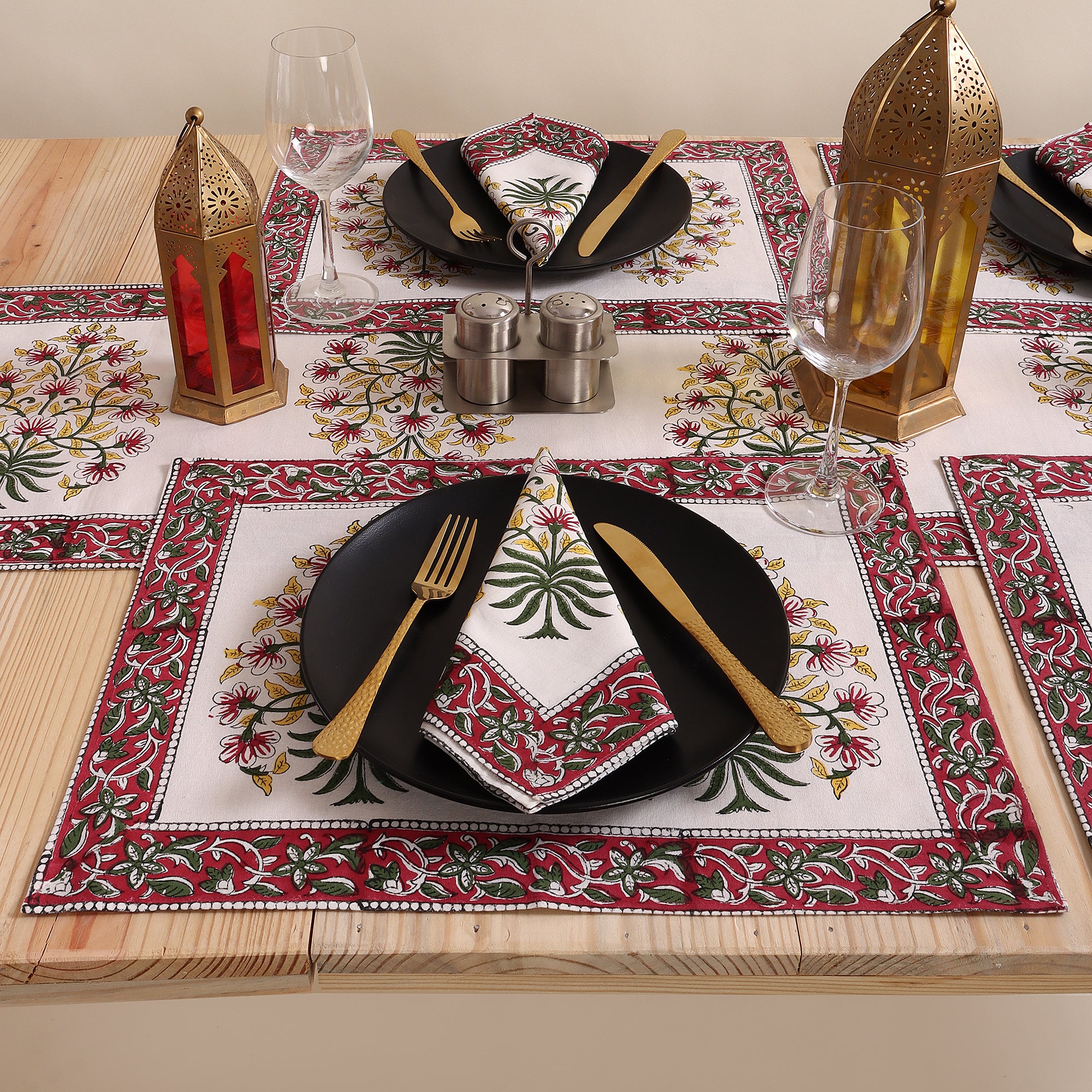 Cotton Modern Table Runner Floral Hand Block Printed