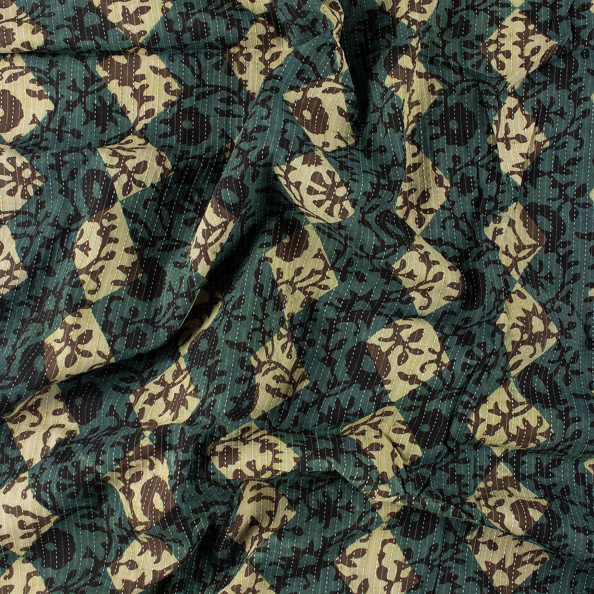 Dabu Block Printed Cotton Kantha Fabric By the Yard