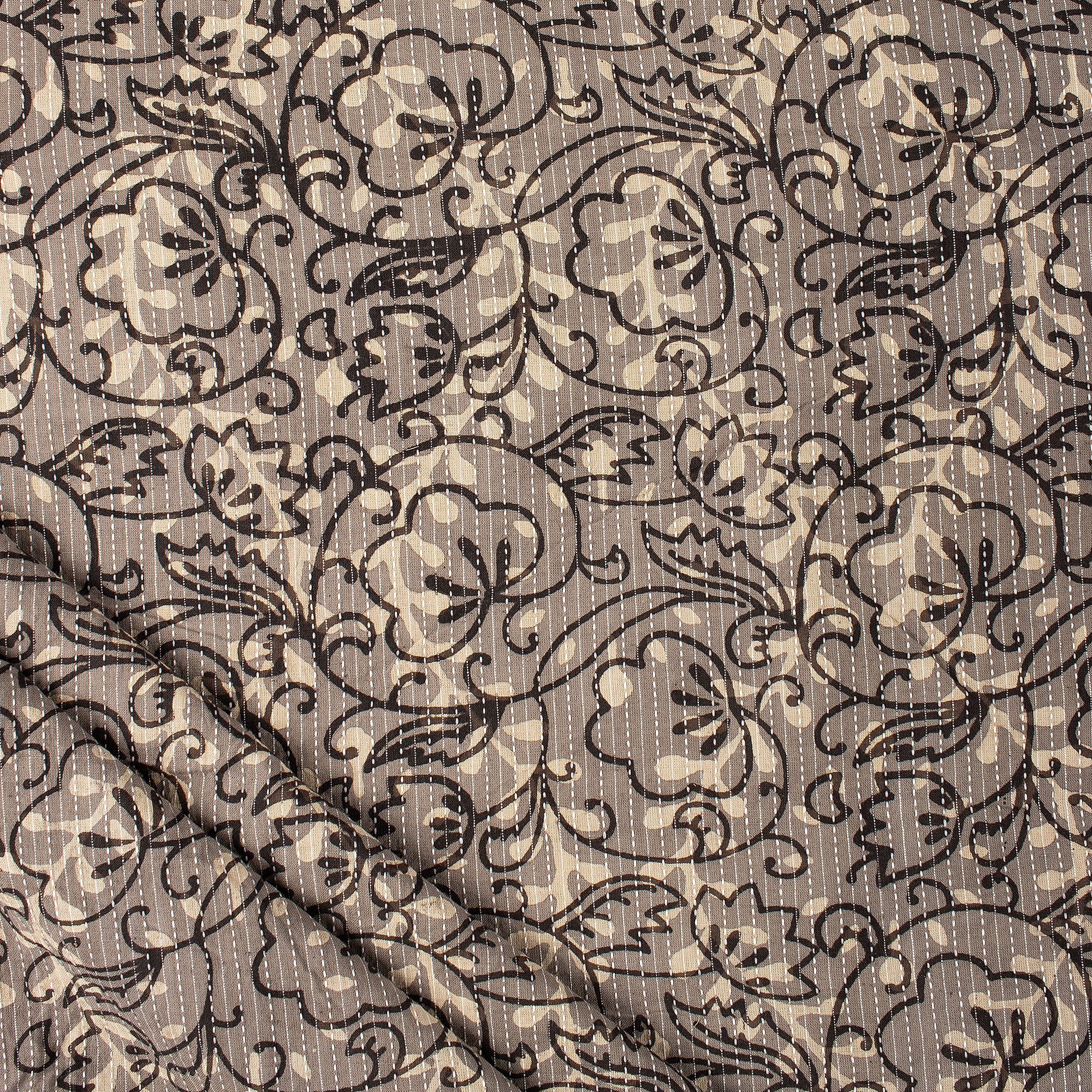 Dabu Block Printed Organic Cotton Natural Kantha Fabric