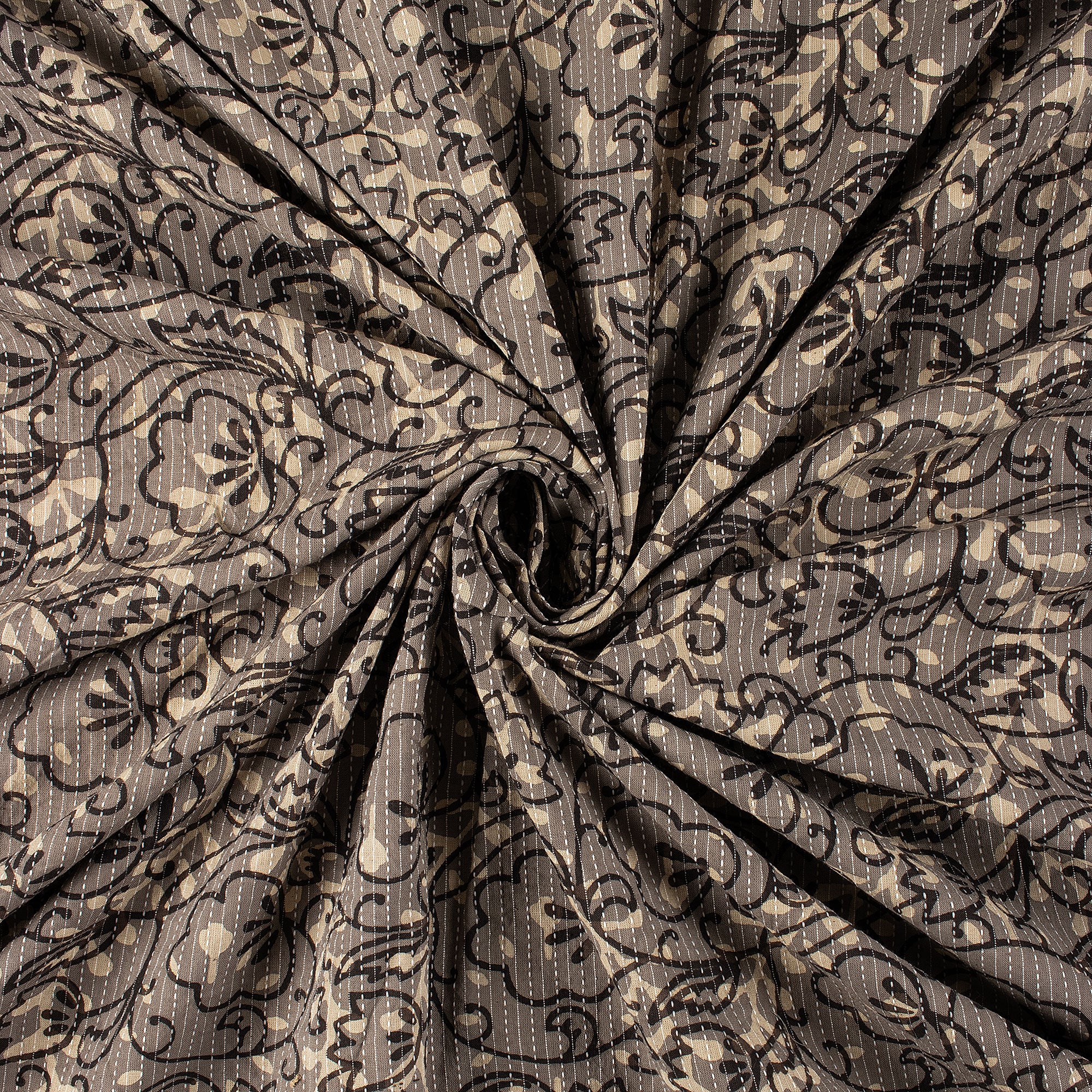 Dabu Block Printed Organic Cotton Natural Kantha Fabric