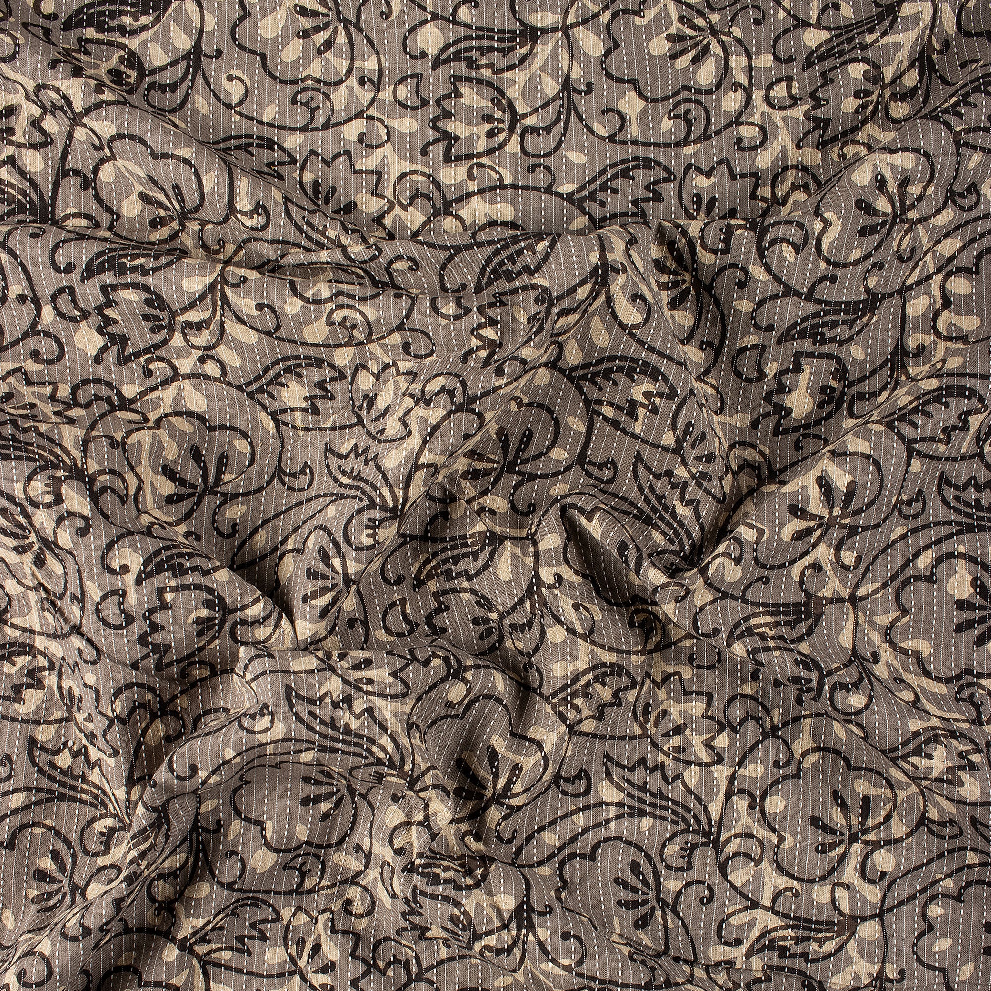 Dabu Block Printed Organic Cotton Natural Kantha Fabric
