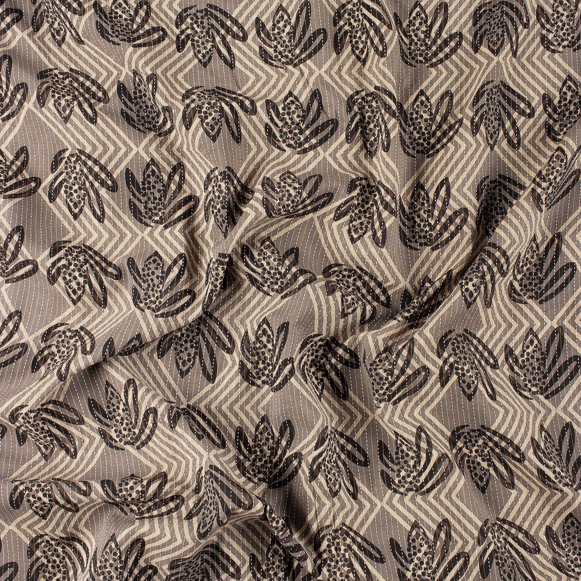 Dabu Cotton Hand Block Printed Kantha Fabric By Yard