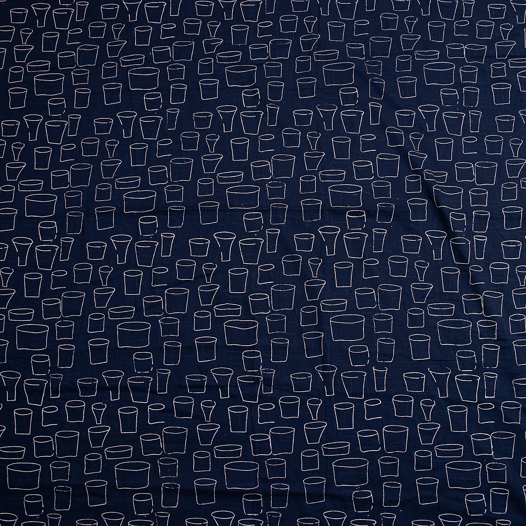 Dark Blue Cotton Hand Block Print Fabric