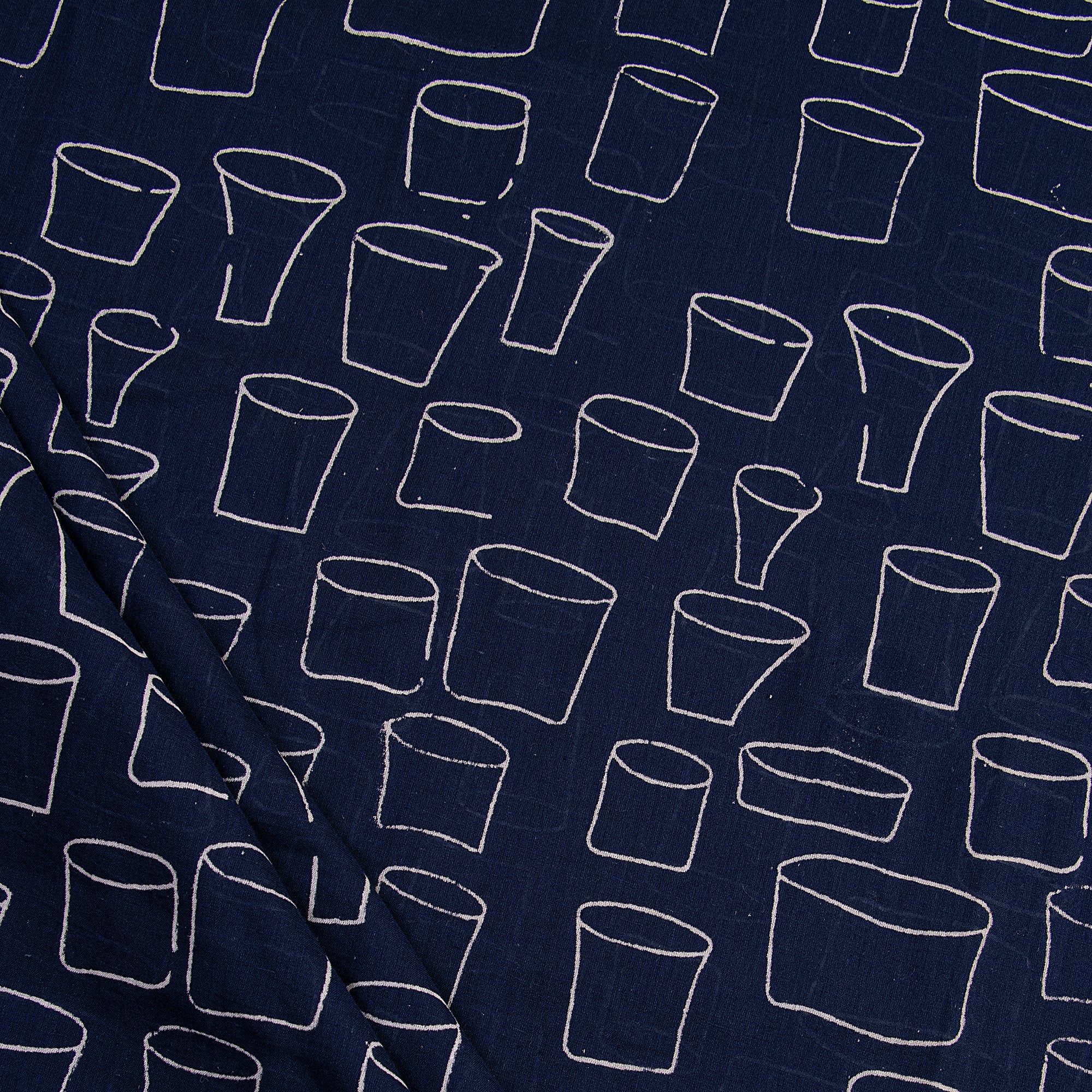 Dark Blue Cotton Hand Block Print Fabric